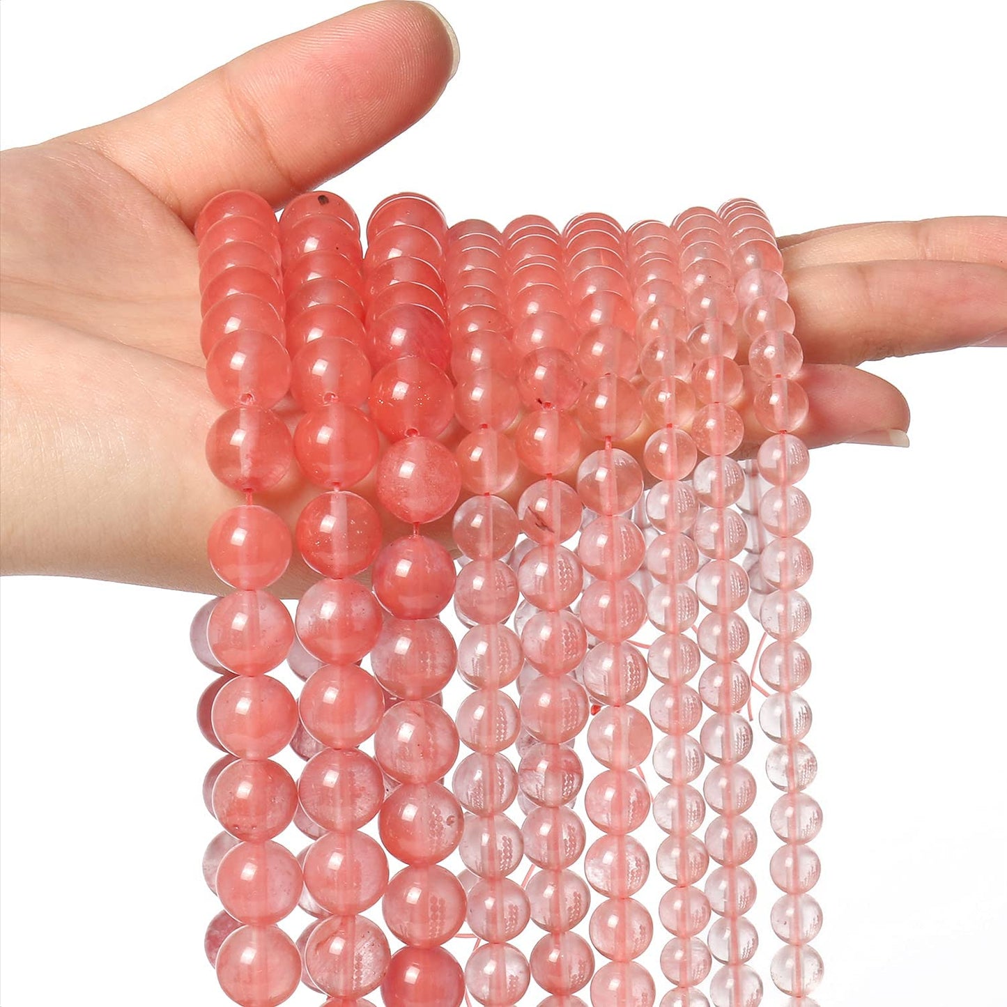 45pcs 8mm Natural Stone Beads Watermelon Crystal Beads Crystal Gemstone for Jewelry Making, DIY Bracelet Necklace