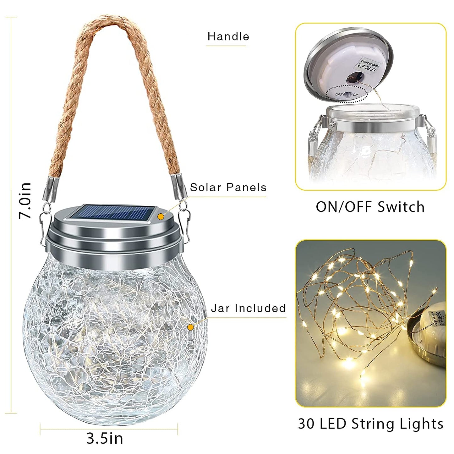 ROSHWEY Solar Lantern Gifts for Women, 2 Pack Hanging Garden Decor Lights Outdoor Waterproof with 30 LED for Halloween Christmas Easter Gift, L Size