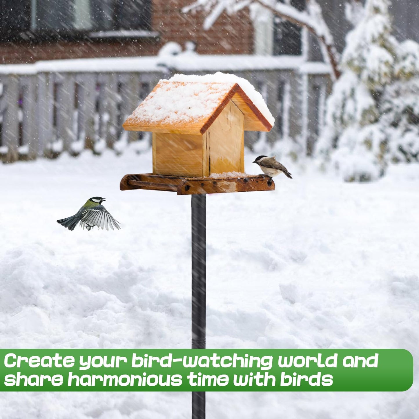 Bird Feeder Pole for Outdoors - 82in Tall Adjustable Heavy Duty Bird House Feeding Station with 5-Prong Anchor for Outside Garden Wild Bluebirds Watching
