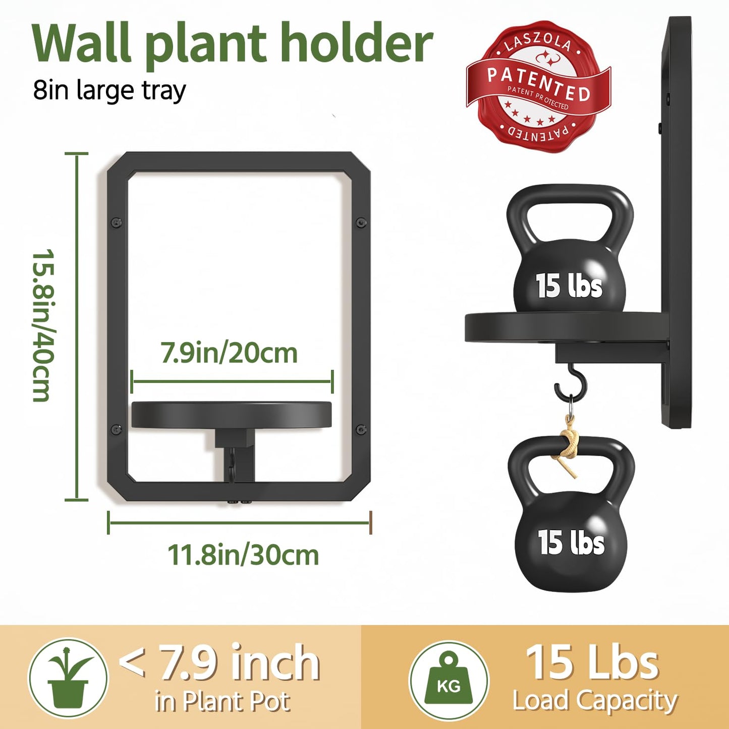 LASZOLA Plant Hangers Holder Wall Mount for Indoor Window, 2 Pack Floating Flower Stand Shelf with Hooks, Metal Picture Frame Hanging Planter Display Decor for Kitchen Bathroom, Black