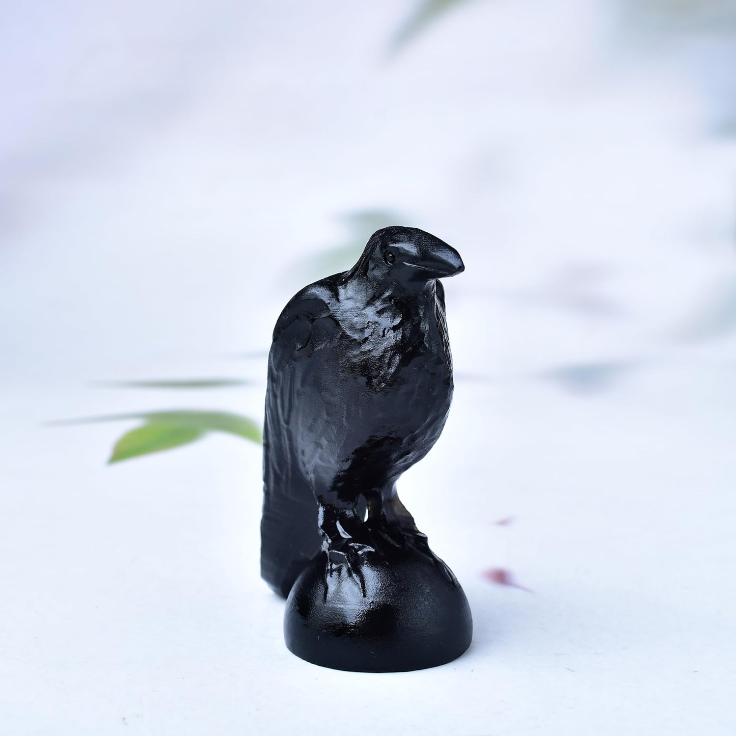 DZJXBZhu Obsidian Crystal Raven Sculpture Lucky Guardian Pocket Statue 3.2 "Healing Crystal Animal Statue Learn Office Home Decoration Gift