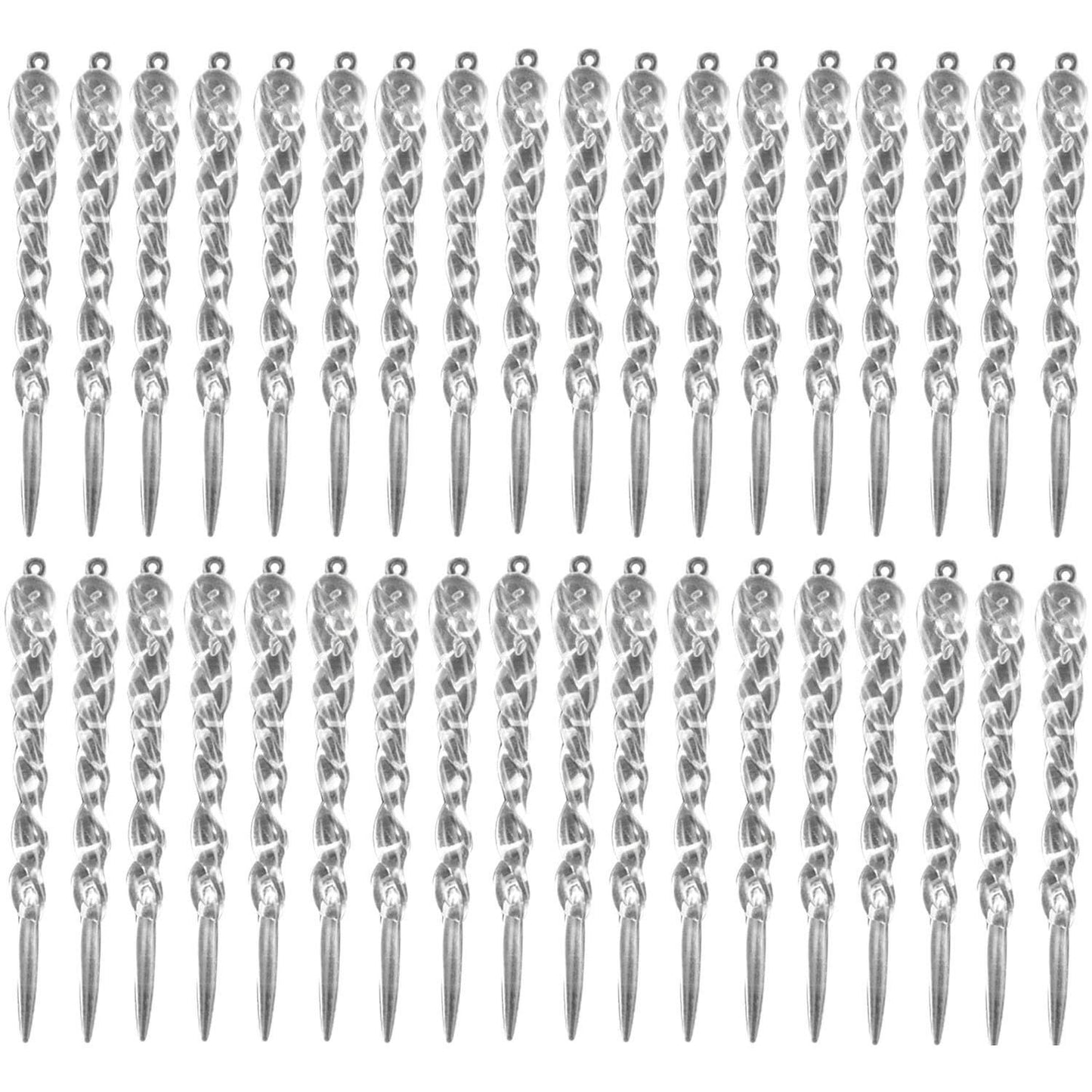 MIAO JIN 48 Pcs Plastic Hanging Icicles Drop Ornament for Christmas Tree Wedding Party Decorations (Transparency)