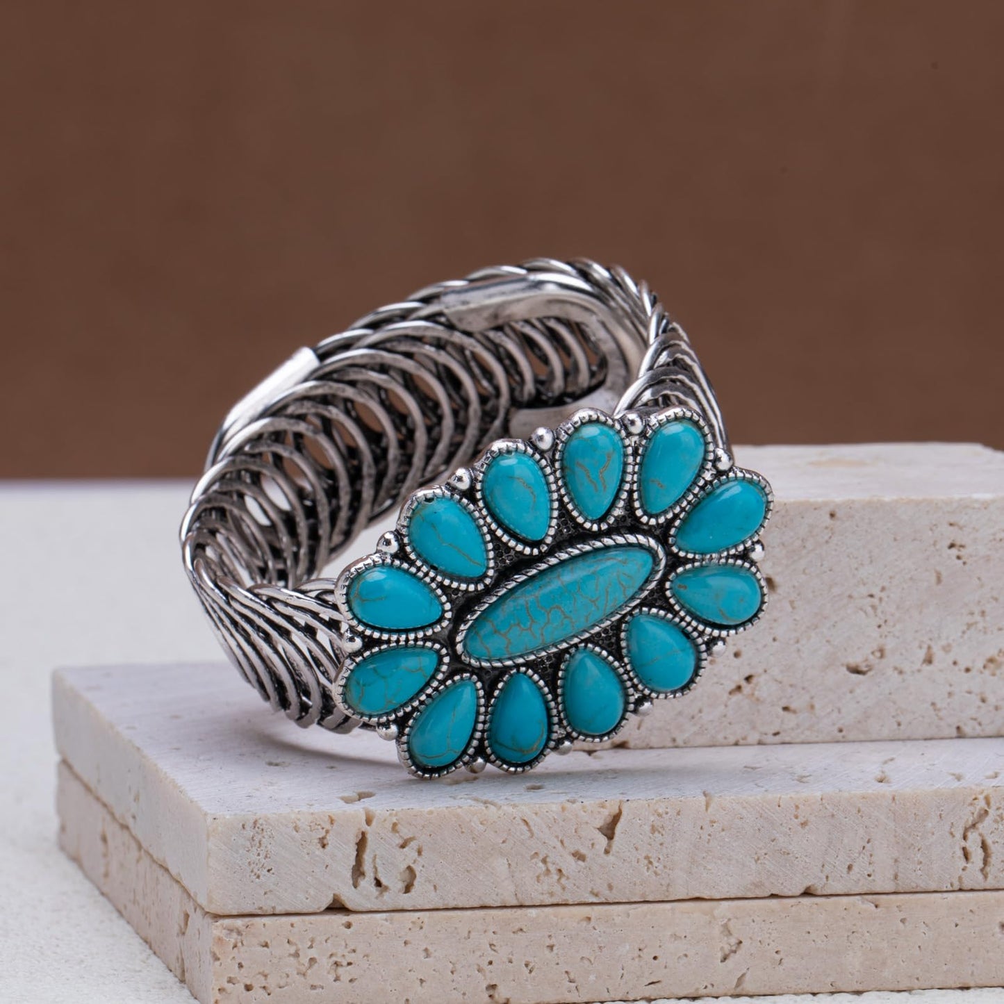 Montana West Rustic Couture's Jewelry Western Turquoise Cuff Bangle Bracelets Bohemian Vintage Elastic Bracelet for Women Cowgirl RCW-1003TQ