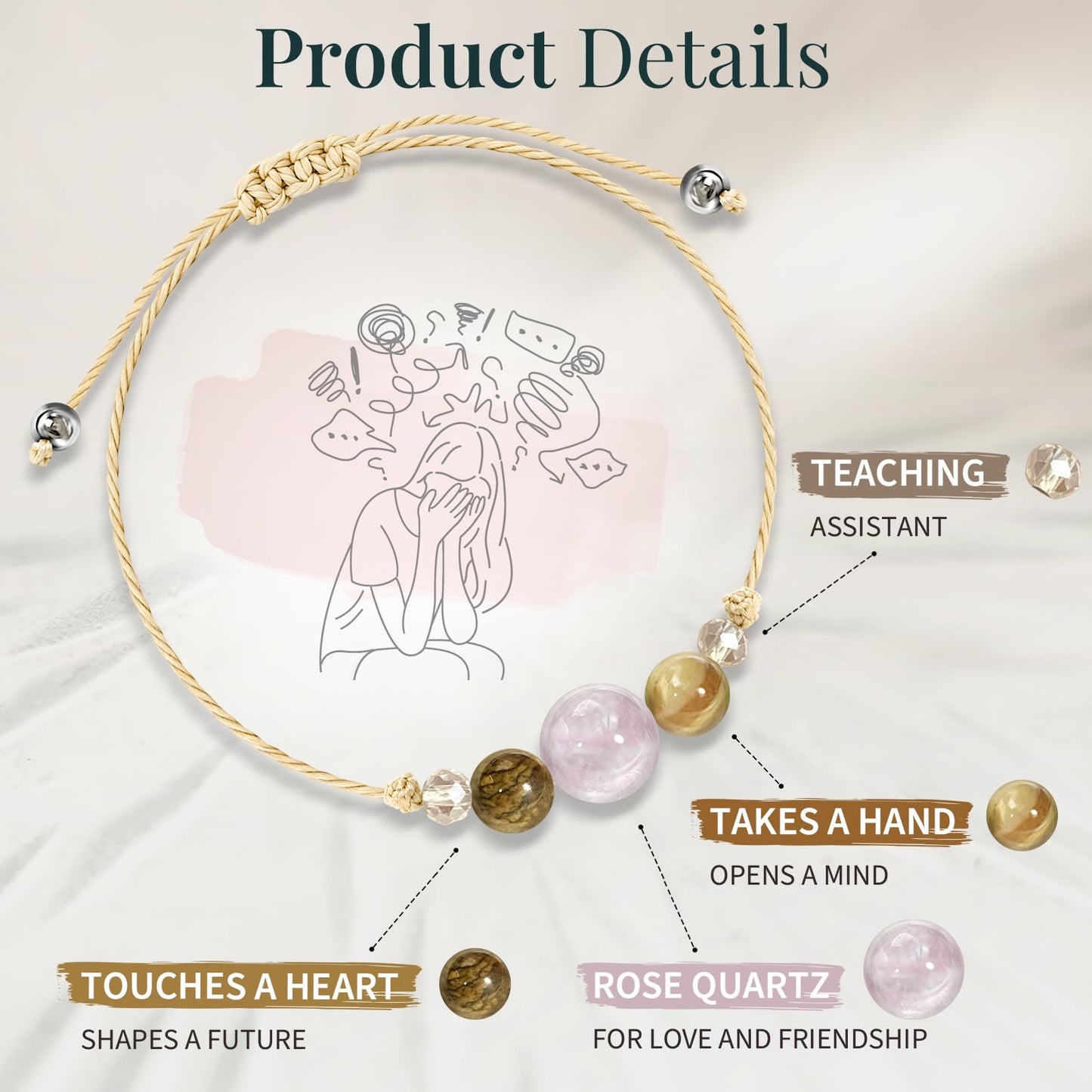 ZOKCC Teacher Assistant Appreciation Gifts for Women: Spiritual Crystal Healing Stone Anxiety Protection Bracelets Birthday Christmas Gifts for Teacher Assistant