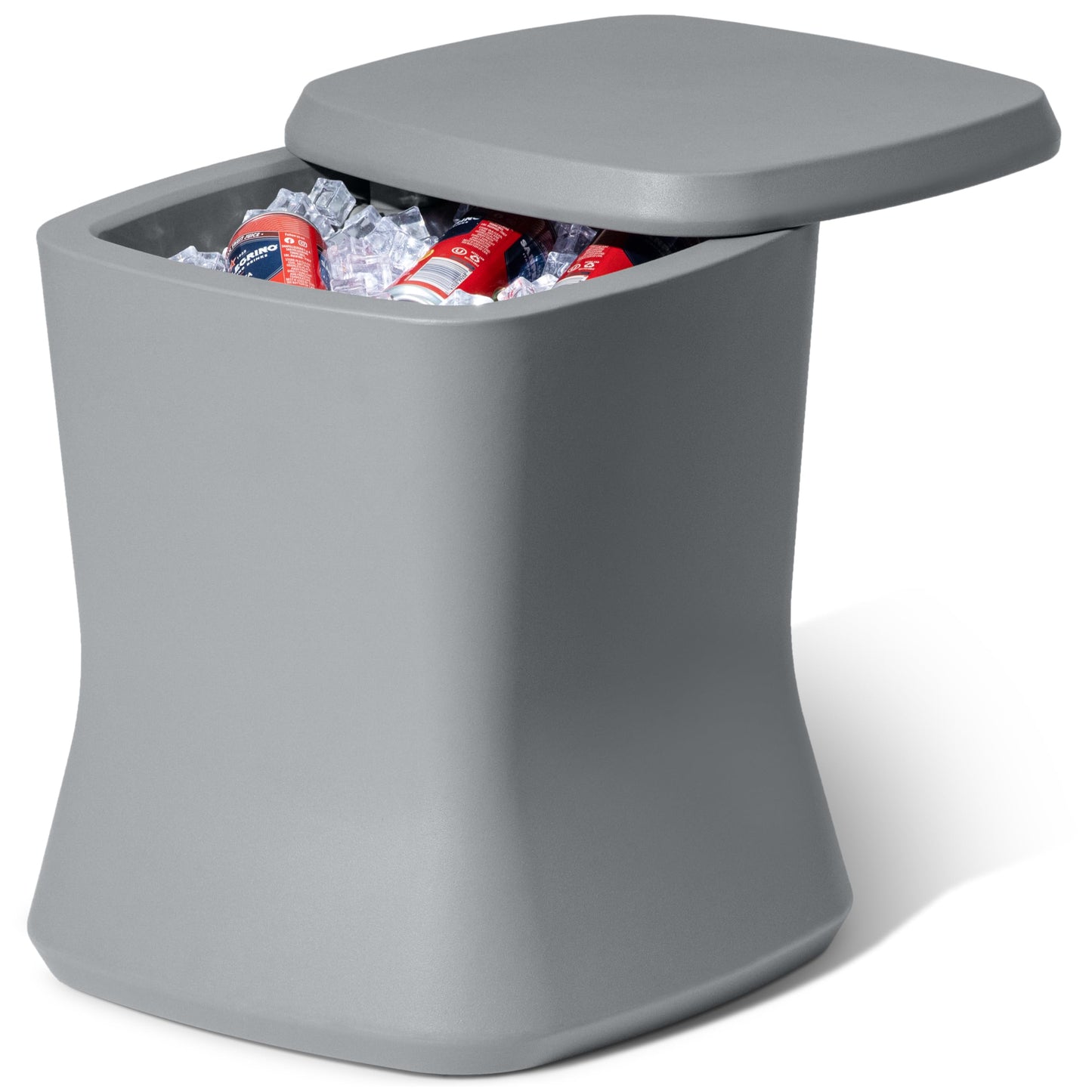 Coast Modern Outdoor Side Table Cooler - 2 in 1 Patio Decor Storage Table & Ice Chest - 25 QT - Gray
