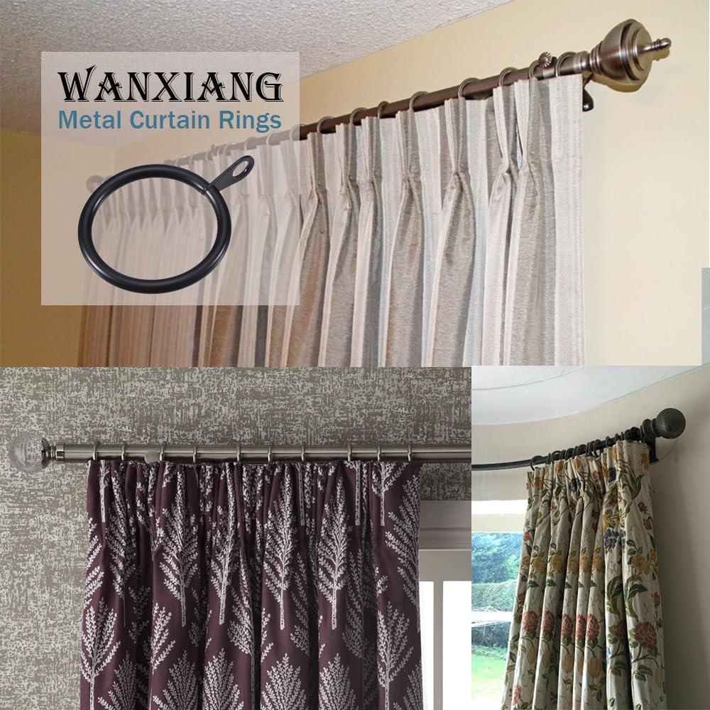 WANXIANG 20 pcs Metal Curtain Rings with Eyelet, 1-1/4 inch Inner Diameter,Fits Up to 1 Inch Rod, Bronze