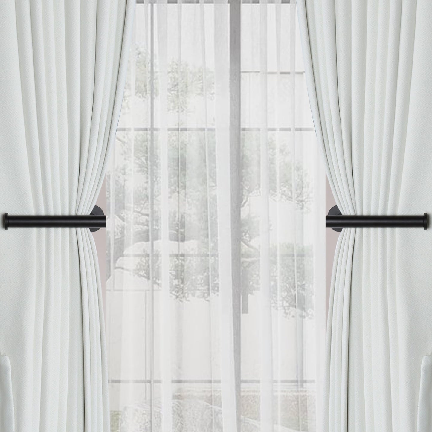 Groleca 2 Pack Adhesive Curtain Holdbacks Curtain Tie Backs Curtain Holdbacks No Drill Curtain Pull Backs Adhesive Curtain Hooks Curtain Holders for Drapes (2, Black)