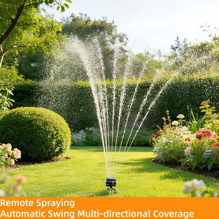 V.C.Formark Upgraded Adjustable Oscillating Sprinkler, 16 Mini Turbine, Wide Area Coverage, Heavy-Duty Triangular Bracket Compatible for Lawn Yard Garden Watering