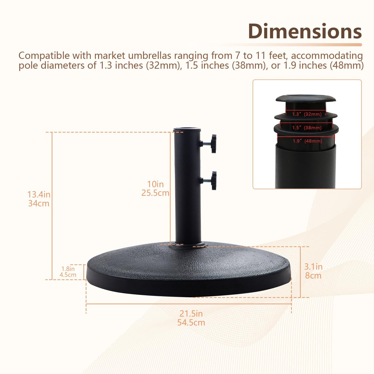 C-Hopetree 42 lb Patio Umbrella Base, Heavy Duty Stand for Outdoor Patio Market Table Umbrella, Black