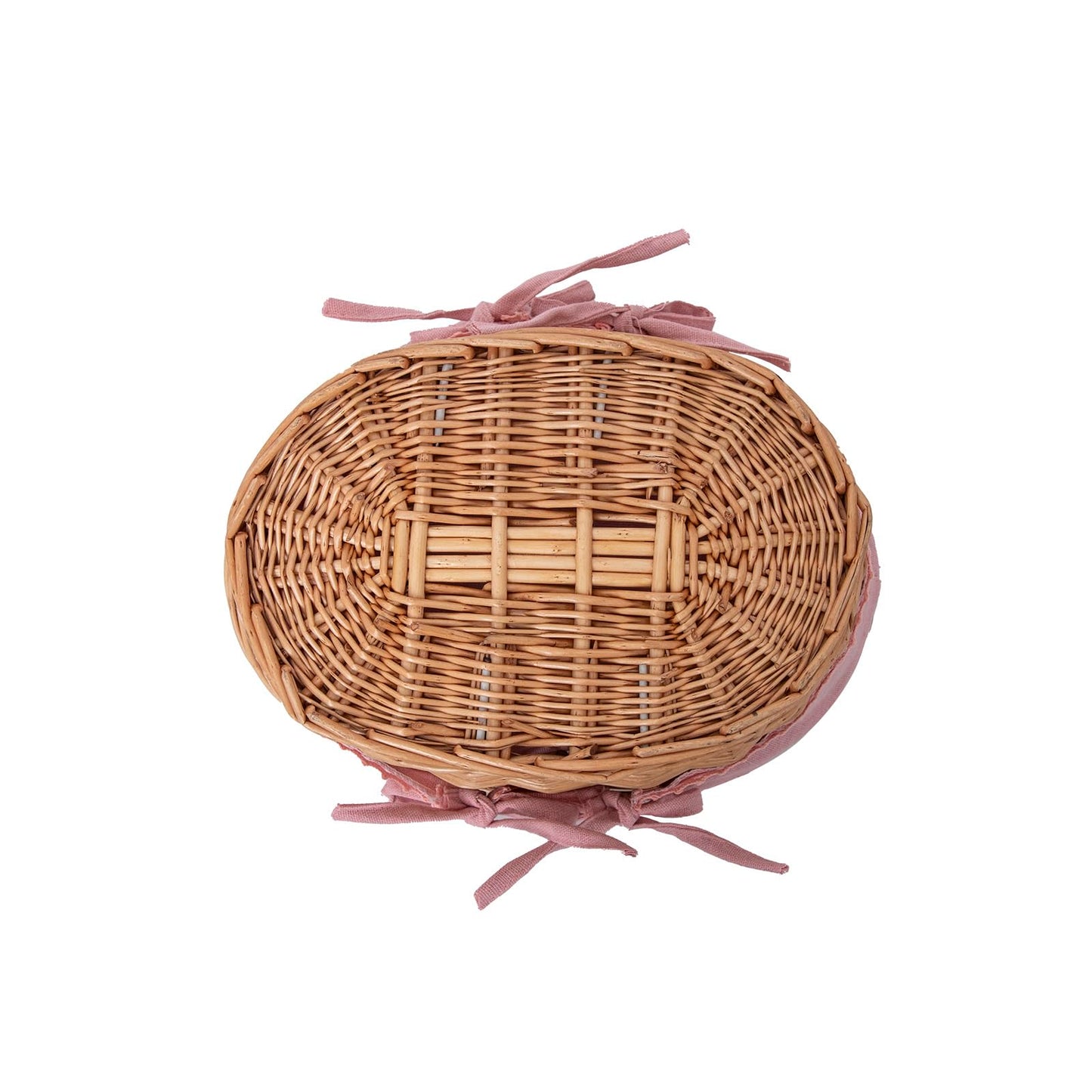 Small Wicker Basket with Removable Pink Liner, Willow Storage Basket for Gifts with Double Handles, Easter Basket,Wedding,Egg Gathering,Pink