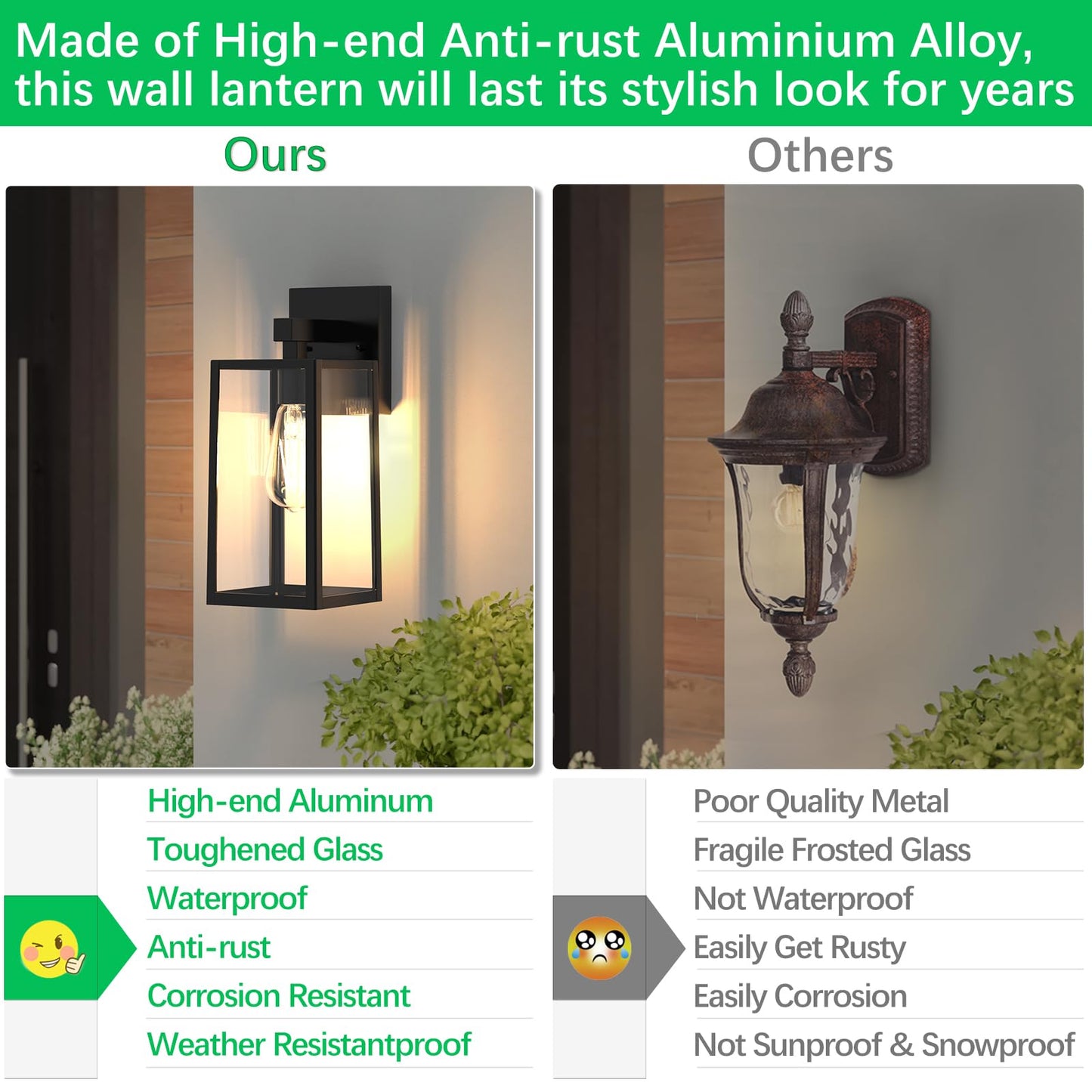 MAXvolador Outdoor Wall Lantern, Exterior Waterproof Wall Sconce Light Fixture, Black Anti-Rust Mount Light with Clear Glass, E26 Base Wall Lamp