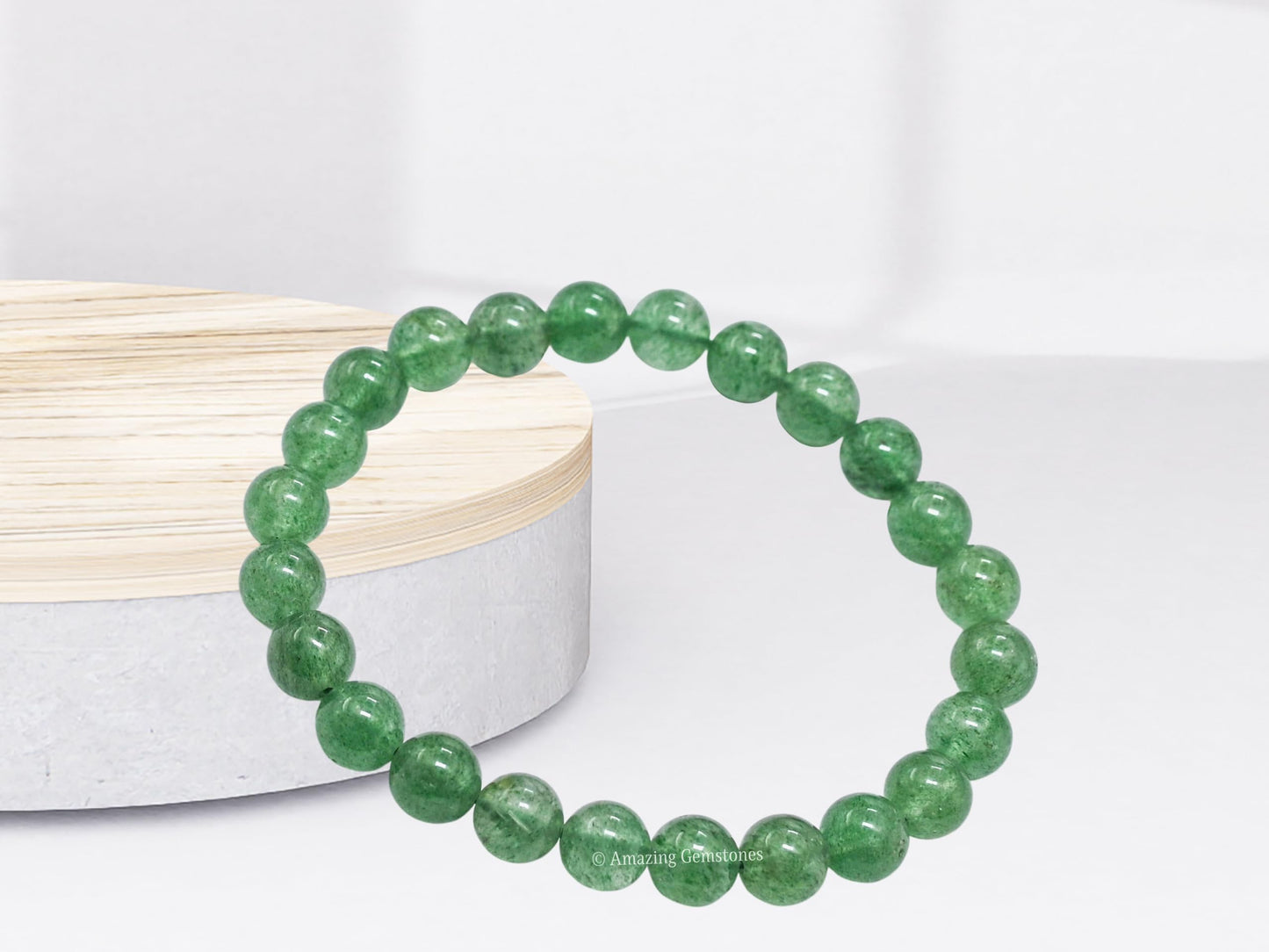 Amazing Gemstone Crystal Bracelet for Women Men's Gifts - Protection Healing Crystal Bracelet - 8mm Gemstone Beaded Stretchable Bracelet Pulseras Para Hombres Mujer Stocking Stuffers Mothers Day Gift (Green Strawberry Quartz)