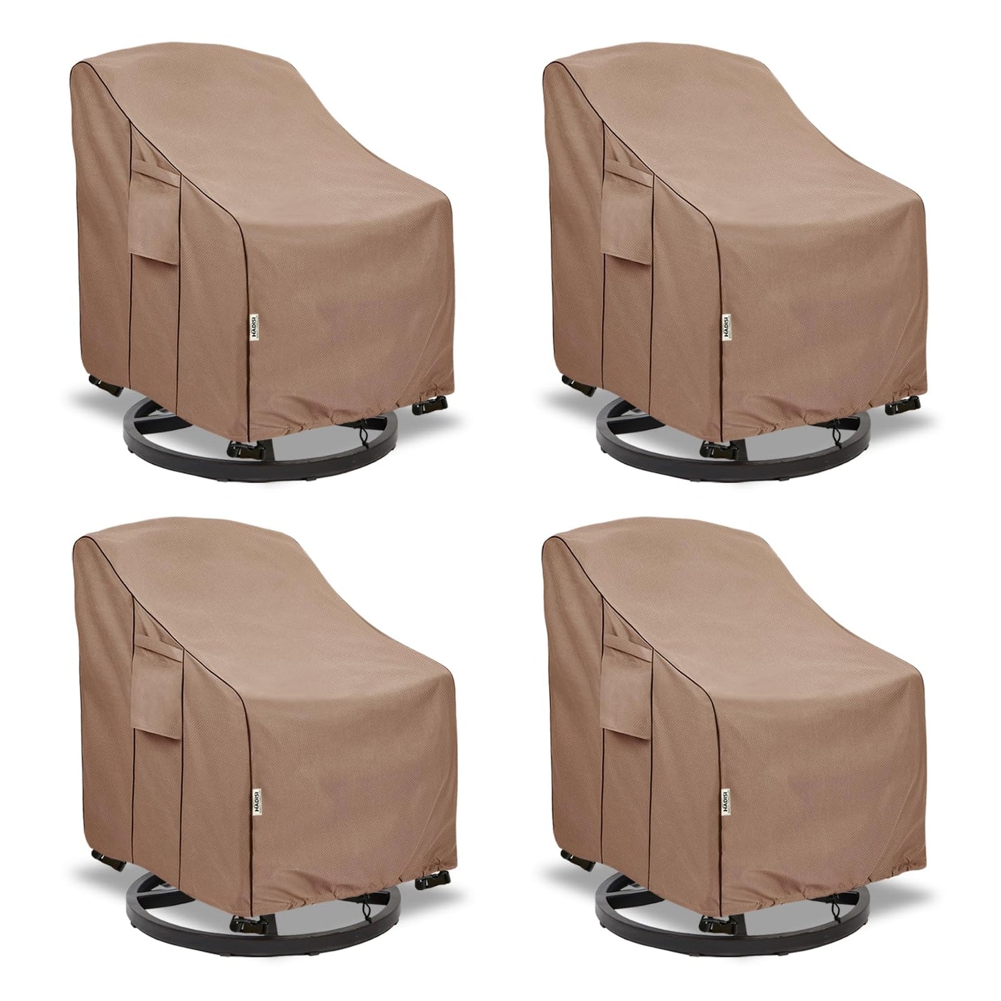Hadisi Patio Chair Covers for Outdoor Furniture Waterproof 4 Pack, Heavy Duty Waterproof Outdoor Swivel Chair Cover (30"W x34"D x36"H - Brown)