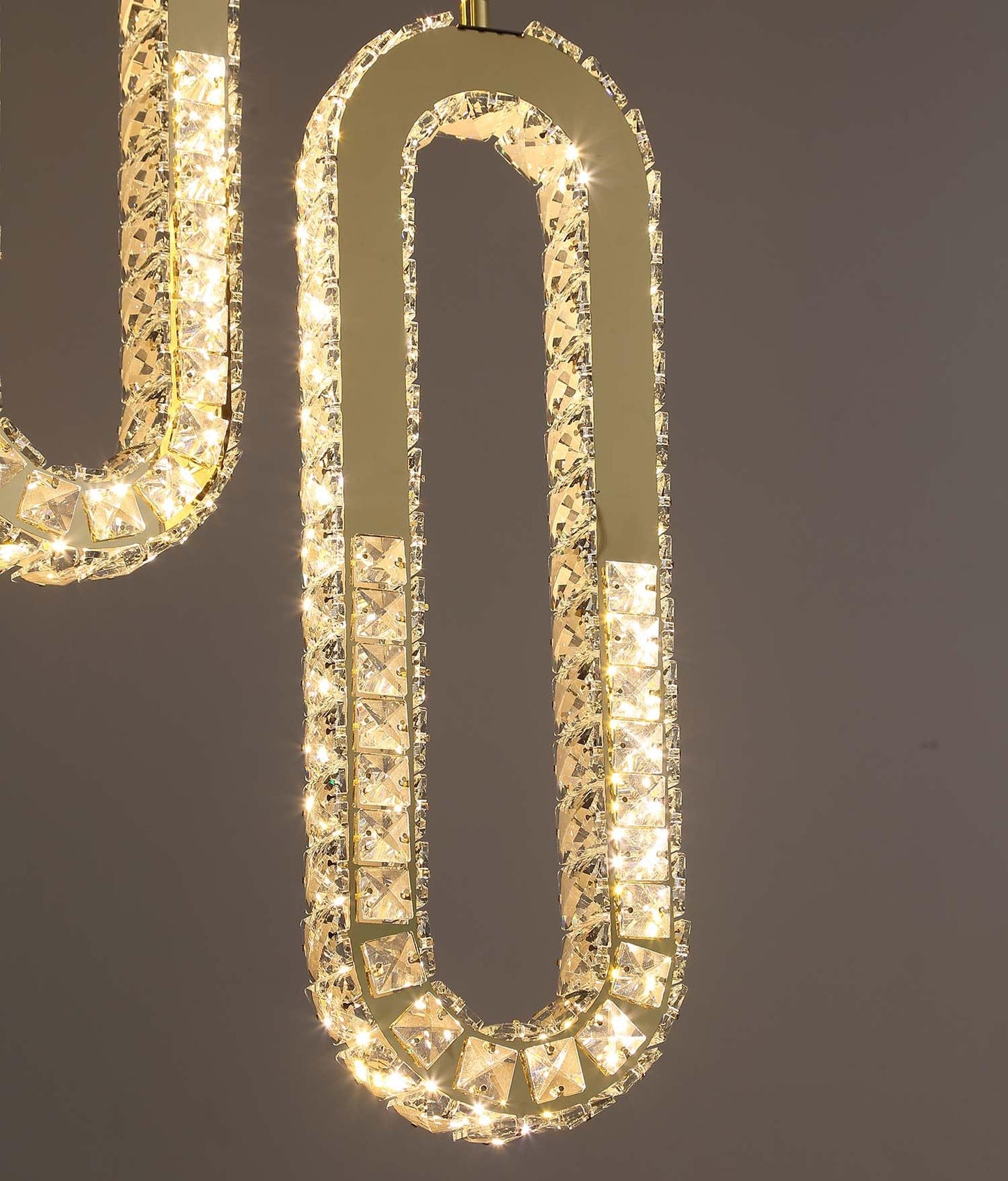 ykolupty 5-Lights Modern Crystal Chandelier for High Ceiling LED Dimmable Ring Pendant Chandeliers Stairwell Chandelier Lighting Gold