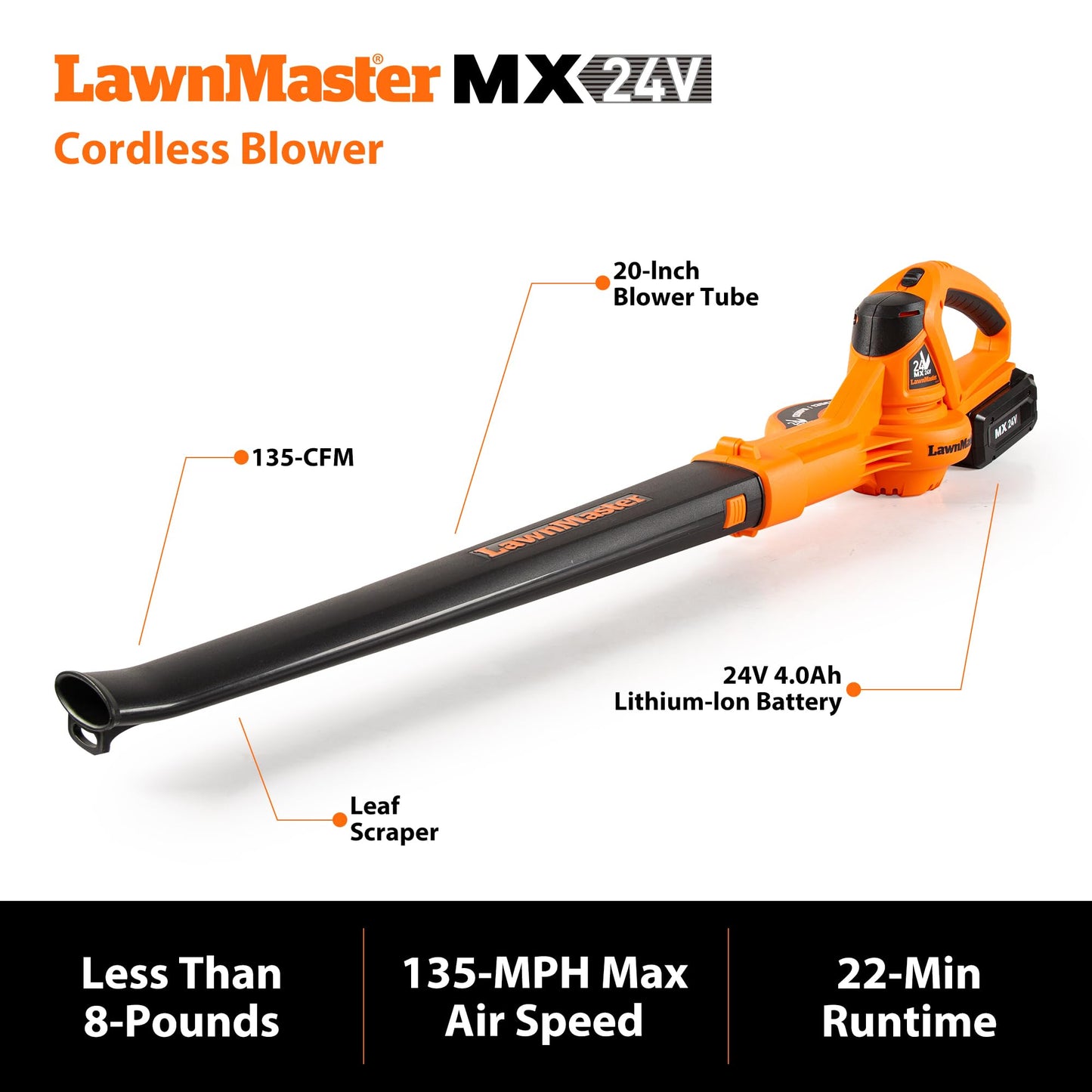 LawnMaster Cordless 24V Max 13-inch Lawn Mower and Cordless Leaf Blower Combo with 2x4.0Ah Batteries and Charger-24VMWBL