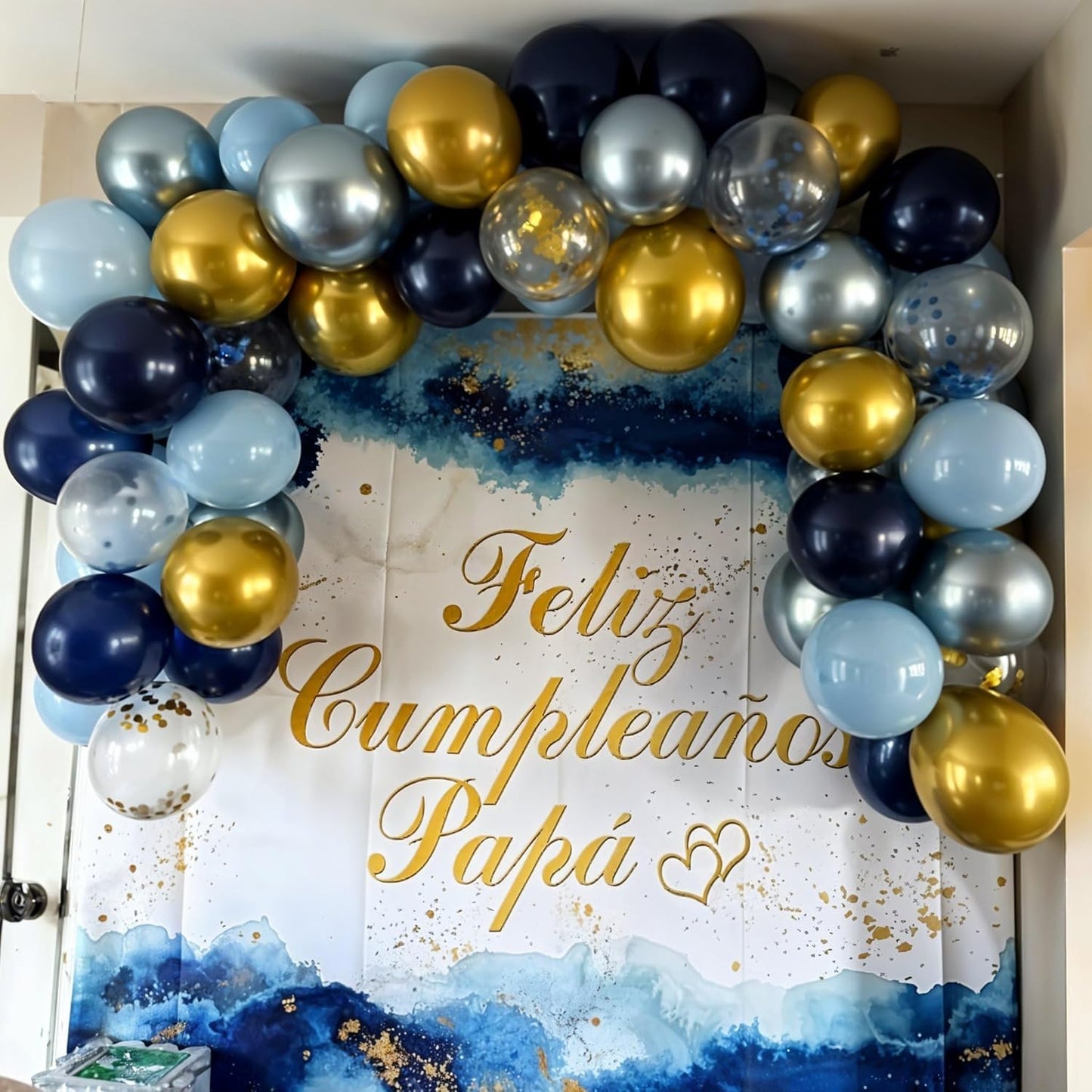Blue and Gold Balloons, 60Pcs 12Inch Navy Pearl Party Balloons With Metallic Helium Balloon Confetti Latex Set for Boys Birthday Baby Shower Christening Decorations