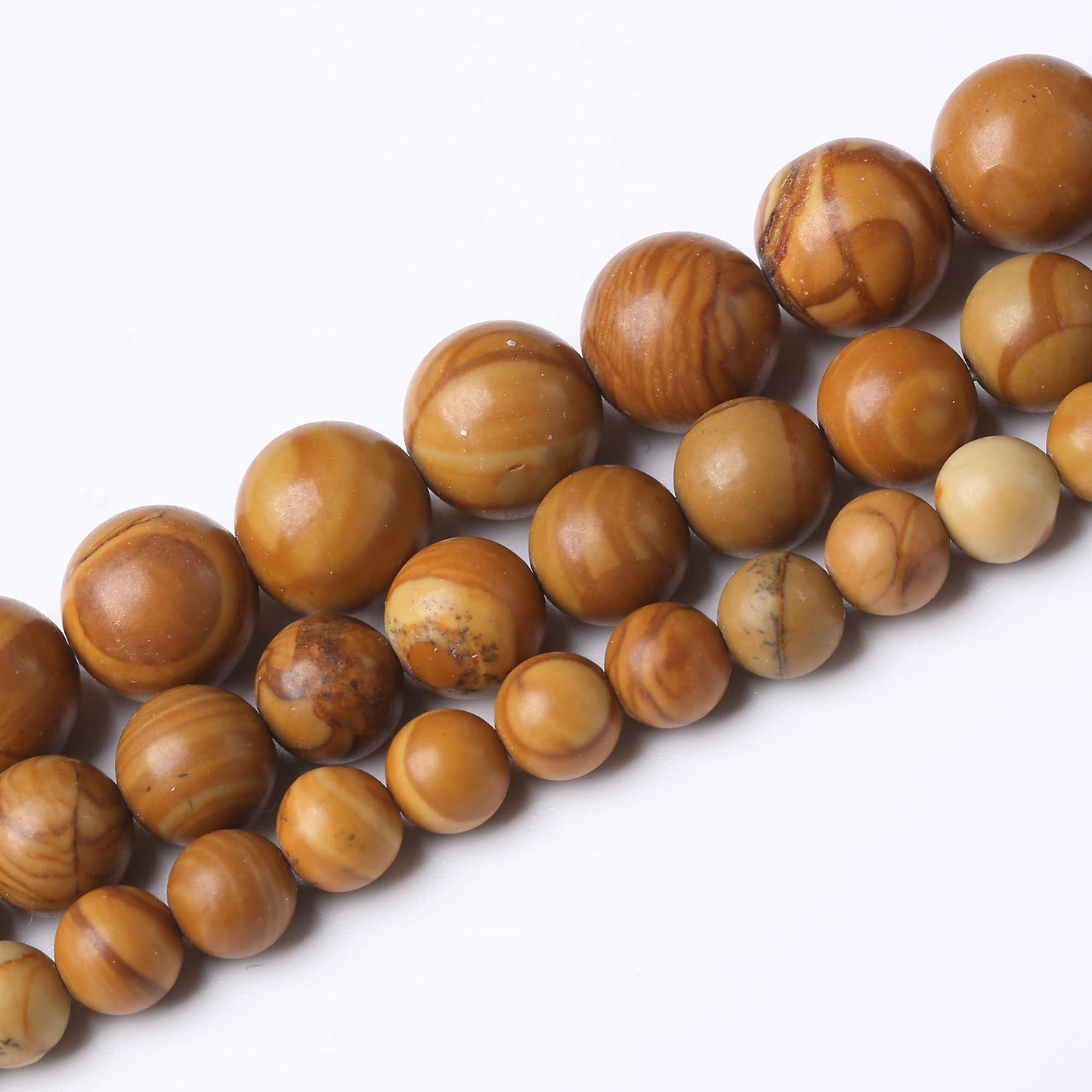 10MM Woodgrain Jasper Round Loose Beads Natural Gem Beads Crystal Energy Stone Beads for Jewelry Making DIY Bracelet Necklace