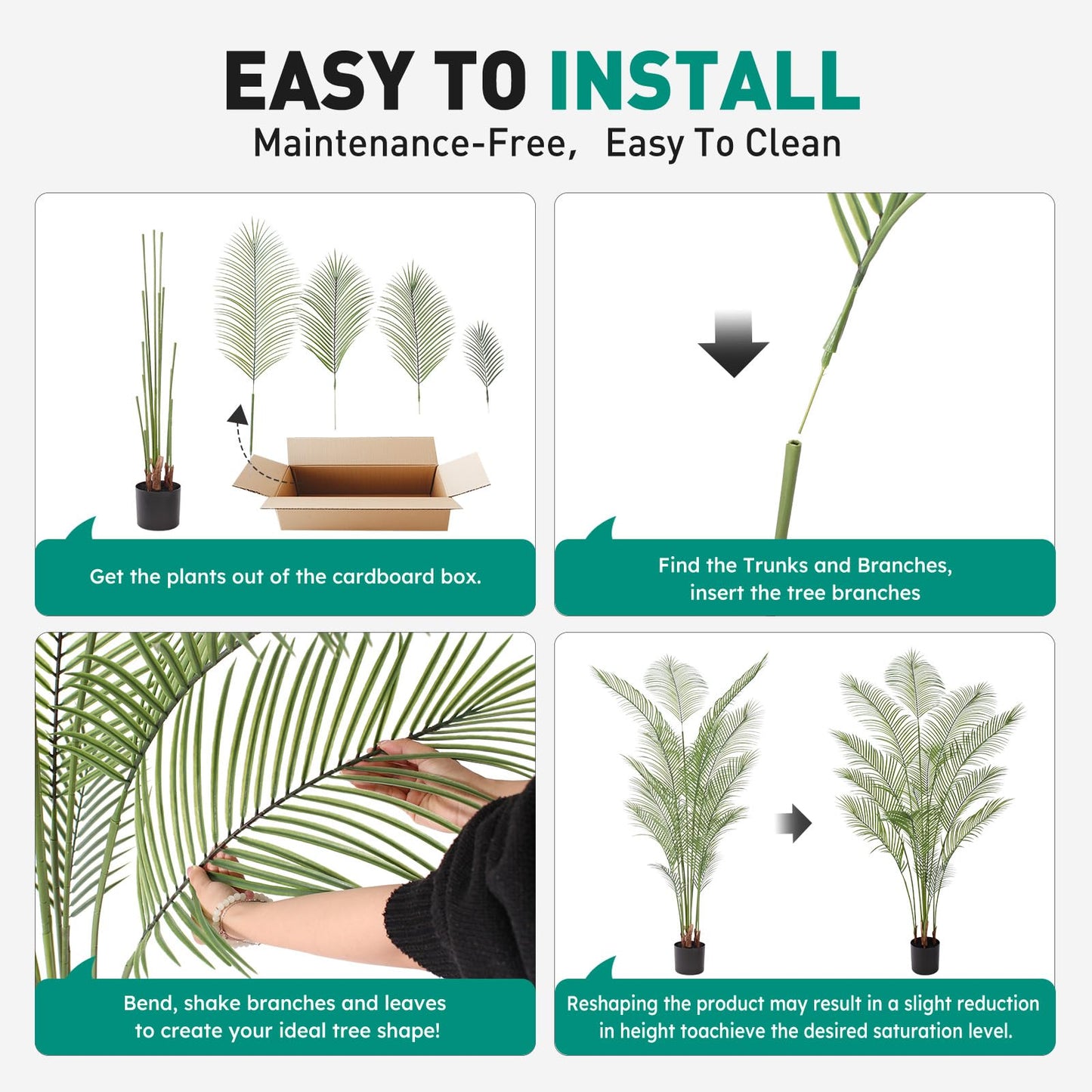 AQUGQ Artificial Palm Tree 7FT Tall Faux Palm Tree Indoor Fake Plants Faux Tropical Plant, UV Resistant & Maintenance Free Indoor/Outdoor Fake Tree in Pot for Home Office Living Room Patio Decor