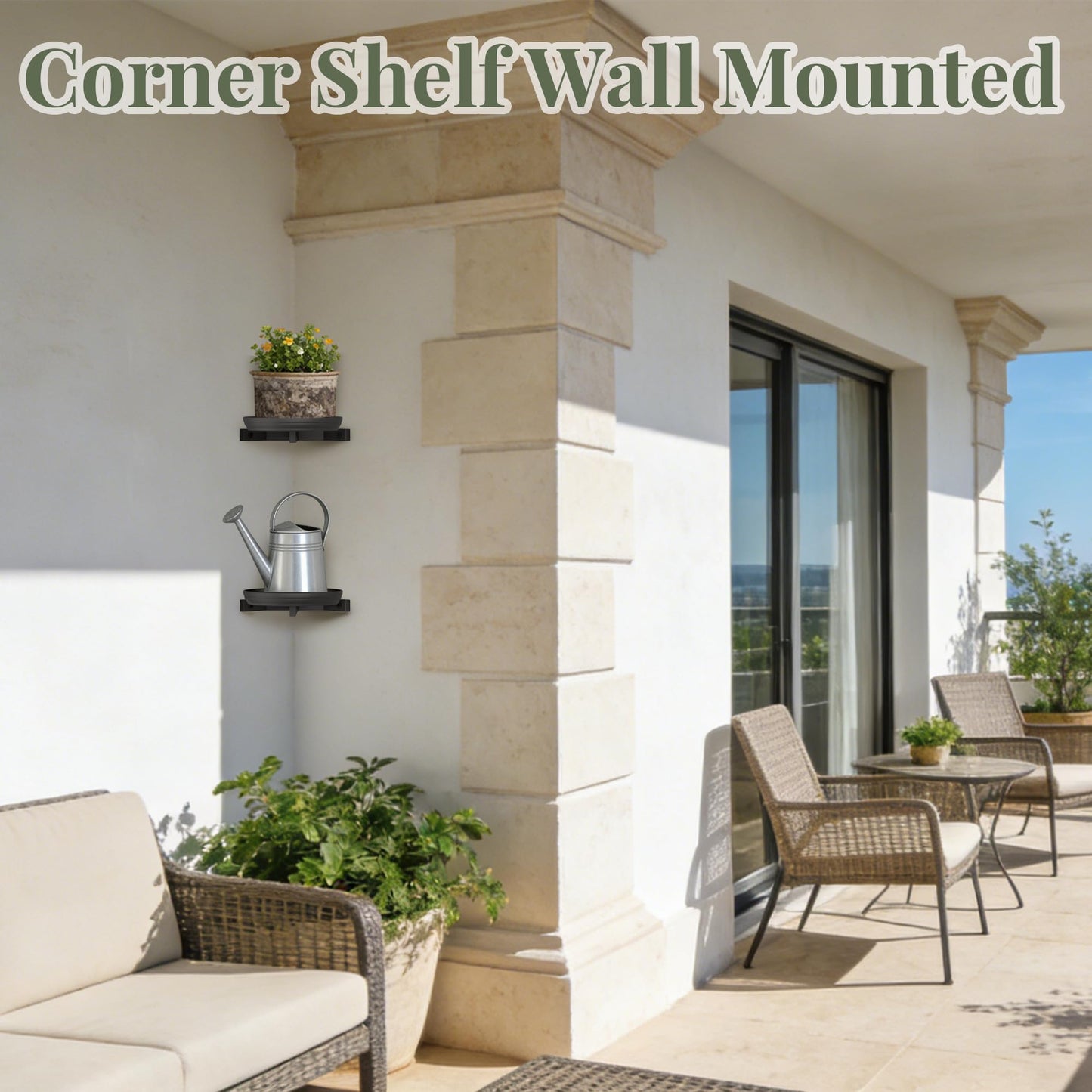 BXF Corner Wall Planters for Indoor Plants, 90 Degree Floating Shelves. Heavy Duty Mounted Holder, Minimalist Hanging Decor. Window Shelf Fits 4-7 Inch Pots (Black, 2 Pack)