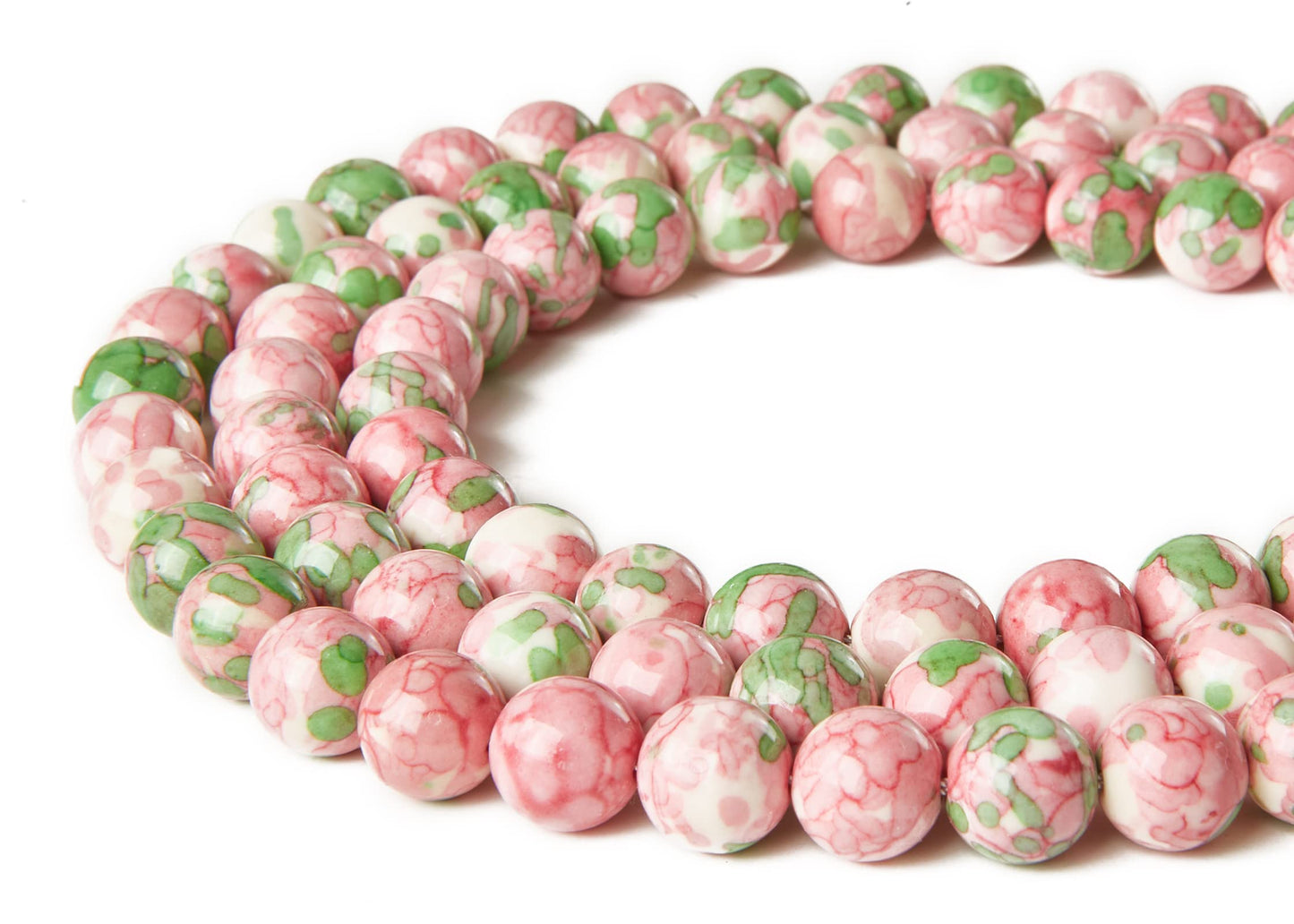 100pcs 8mm Green Red Rain Flower Beads Natural Gemstone Beads Round Loose Beads for Jewelry Making