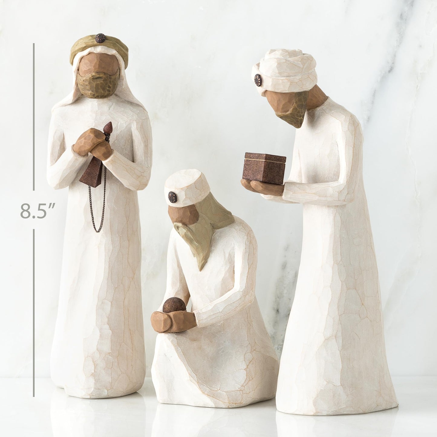 Willow Tree Nativity Starter Figures with The Three Wisemen Plus Metal Stars, 10-Piece Set