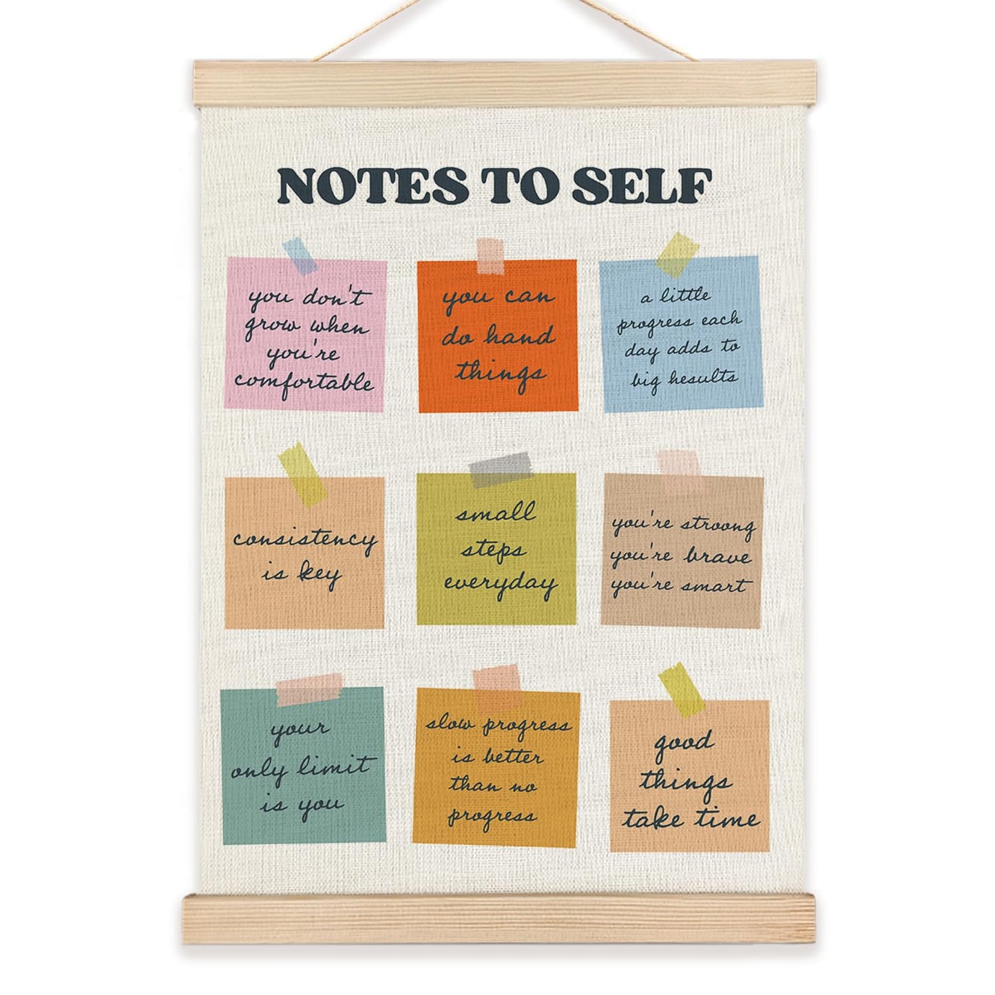 LZYRF Inspirational Wall Art Poster Framed, Notes to Self Motivational Quote Positive Affirmation Canvas Prints Wall Decor for Home Bedroom Living Room Classroom, 12x16 Inch