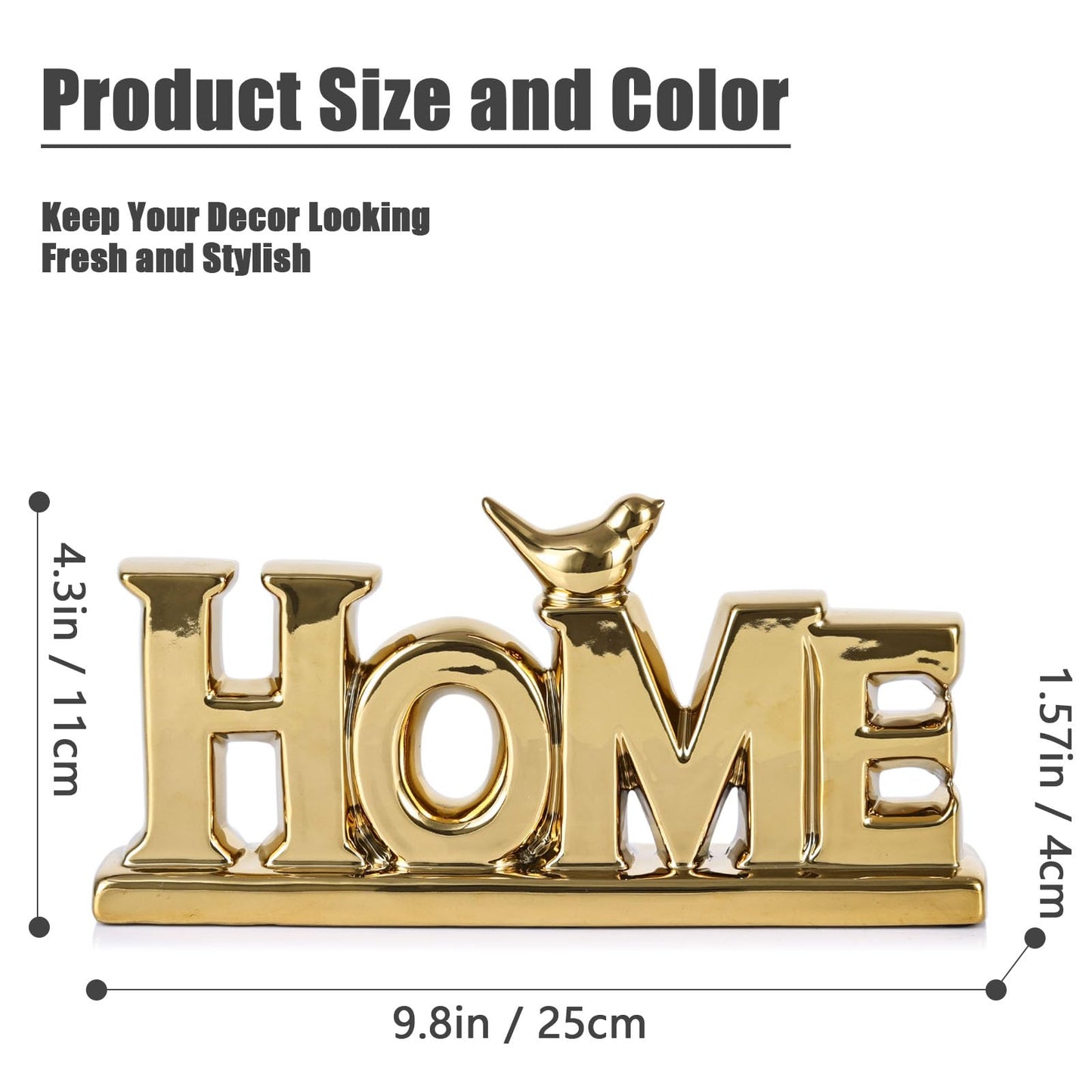 Gold Love Sign Statue - Personalized Home Decor, Bird Sculpture for Living Room, Bedroom, Desktop & Cabinets