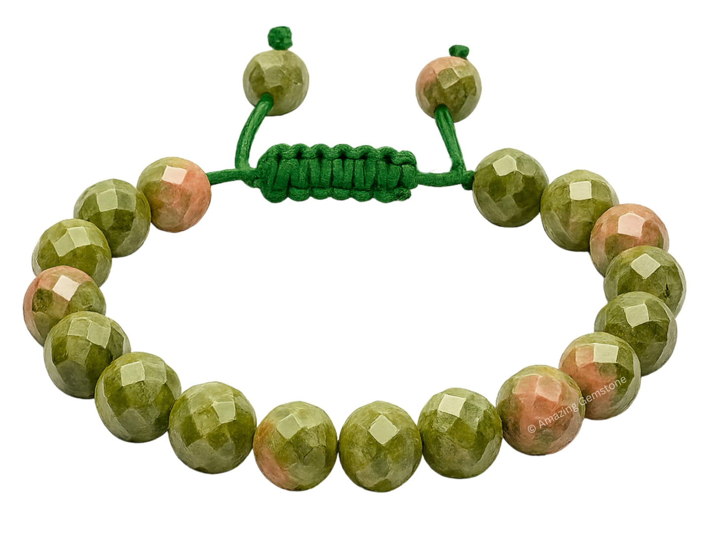 Amazing Gemstone Unakite Bracelet for Women - Chakra Mens Bracelet Protection Crystals and Healing Stones - Blessing Spiritual Meditation Stocking Stuffers (Faceted Beaded Bracelet, Adjustable)