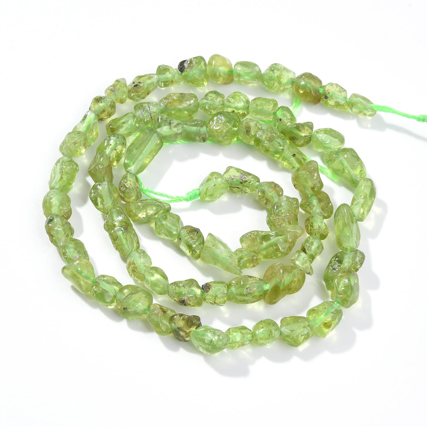 jodaying 6-8mm Natural Green Peridot Nuggets Oval Free Tumbled Pebble Semi Precious Gemstone Loose Stone Beads Approx 15.5 inch for DIY Jewelry Making