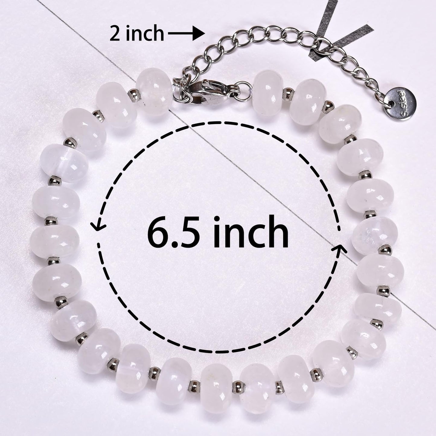 CHCCOYE 5x8mm Natural Healing Gemstone Bracelet – Handmade Yoga Beaded Bracelet, Stress-Relief Crystal Jewelry for Men & Women (White jade)