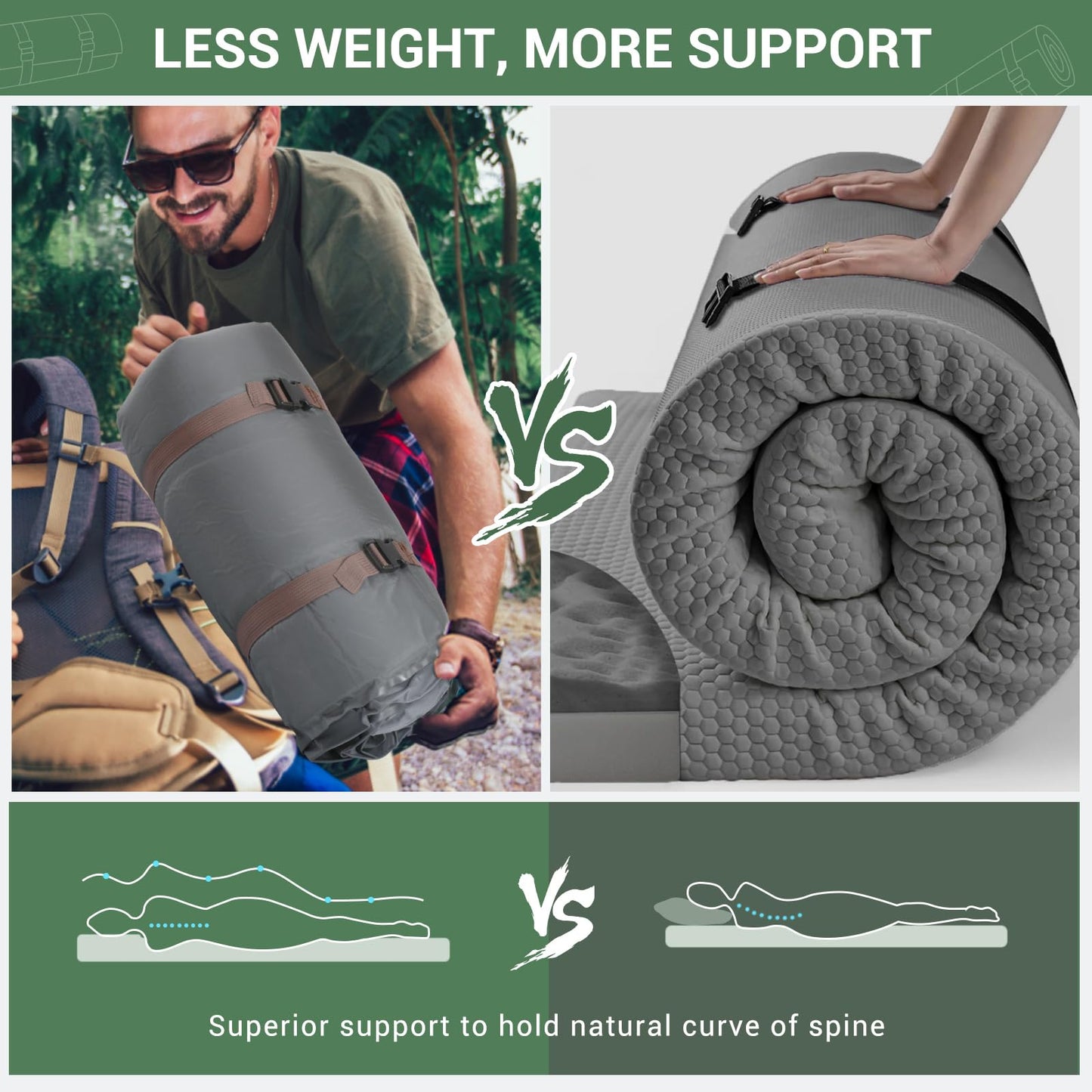 Elegear CumbreX™ Air & Foam Self Inflating Sleeping Pad, Built-in Electric Pump 4" Ultra-Thick Memory Foam Camping Mattress with Pillow Double Camping Pad 4-Season R-value 9.5 Camp Mat for Travel Full