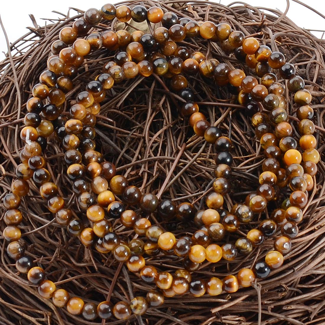 MASSIVE BEADS Yellow Tiger's Eye - Stone of Release Stress - Handmade Yoga Stretch Elastic Bracelet Natural Stone Crystal Healing Power Energy Gifts for Unisex Adult 4mm