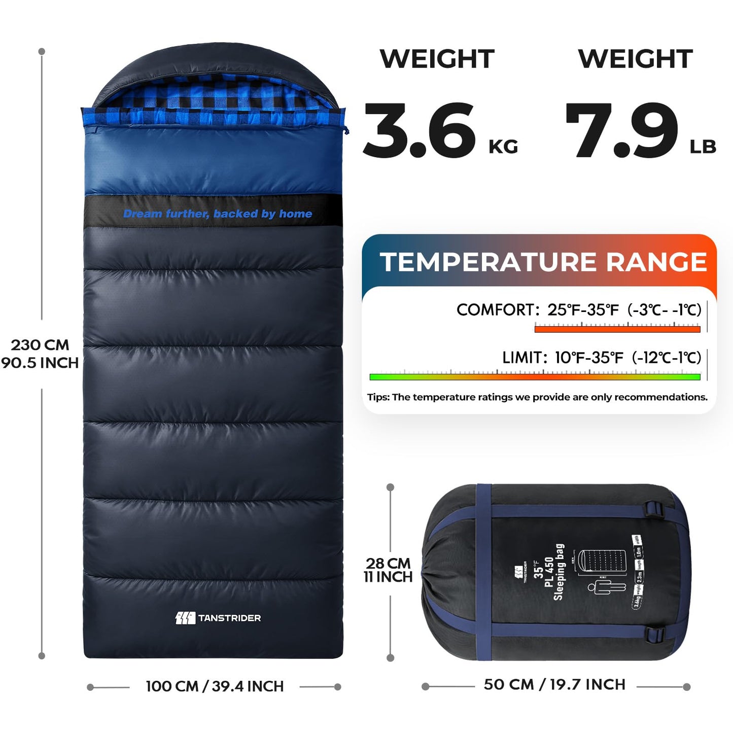 TANSTRIDER Cotton Flannel XXL Sleeping Bags for Adults Cold Weather Camping Sleeping Bag for Adults Kids Teens with Compression Sack,Camping Gear for Traveling,Hiking,Climbing,Outdoor,Indoor
