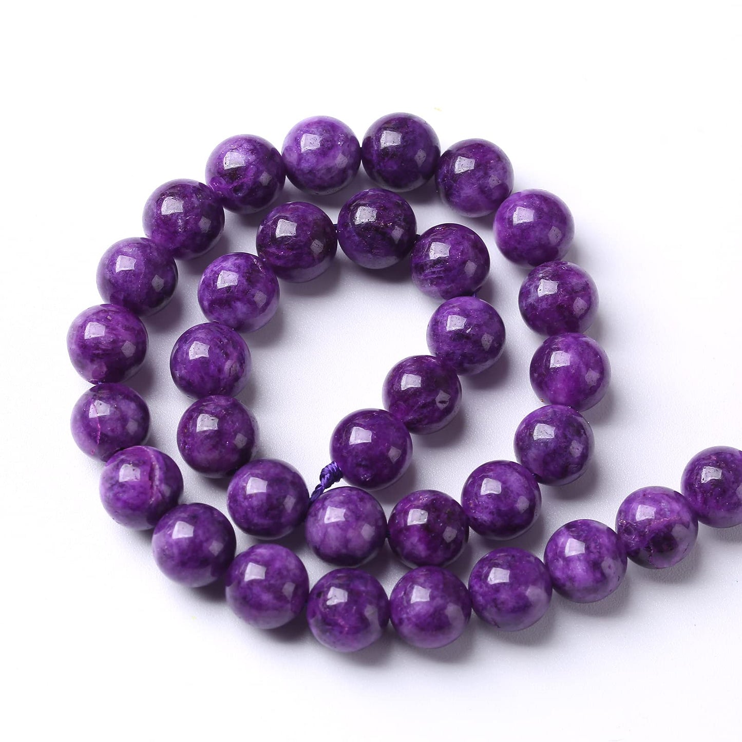 10mm 36pcs Natural Purple Lepidolite Jade Stone Beads for Jewelry Making DIY Bracelet Necklace Accessories Crystal Energy Healing Power Stone Beads (Charoite Jade, 10mm)