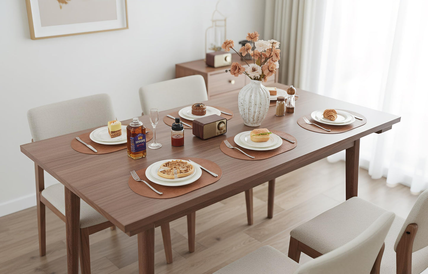 YLUSUJAKX Faux Leather Placemats Set of 6, Heat Resistant Oval Placemats 12" x 18", Waterproof Non-Slip Dining Table Mats for Kitchen Farmhouse Modern Home Decor