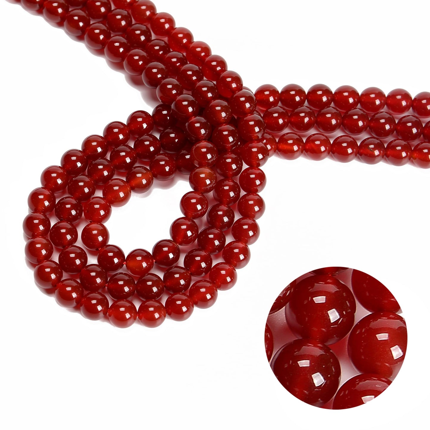 48Pcs 8mm Red Agate Natural Round Loose Real Stone Beads Gemstone Genuine for DIY Hand Made Craft Jewelry Bracelet Earring Necklace String Making Energy Healing Power