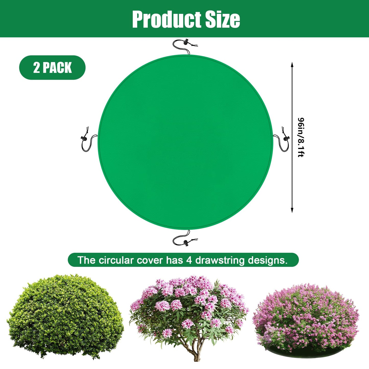 NNG 2PCS 8.1ft Dia. Round Winter Plant Covers Reusable Tree Freeze Protection with Drawstring Potted Plant Frost Blanket Outdoor Shrub Plant Cover for Winter Garden Potted Vegetable