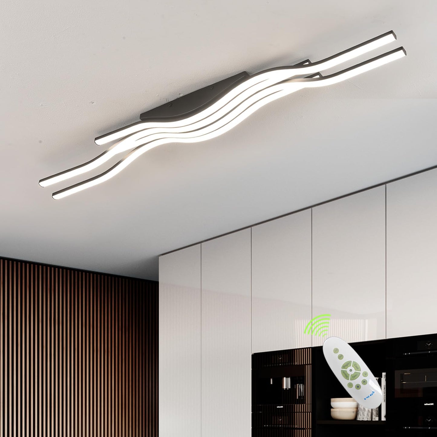 Guang Shuo Black Hallway Light Acrylic Modern LED Ceiling Light Fixtures Dimmable Close to Ceiling Lights for Bedroom Bathroom Kitchen Balcony Curved Creative Design Ceiling Lamps