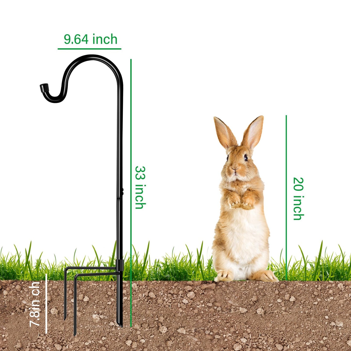 GOFORWILD Shepherd Hook 4 Pack Black, 33 inches Tall, Made of Premium Metal for Garden Decor, Plant Hanger, Lantern Hook, Solar Light Hanging, 7012