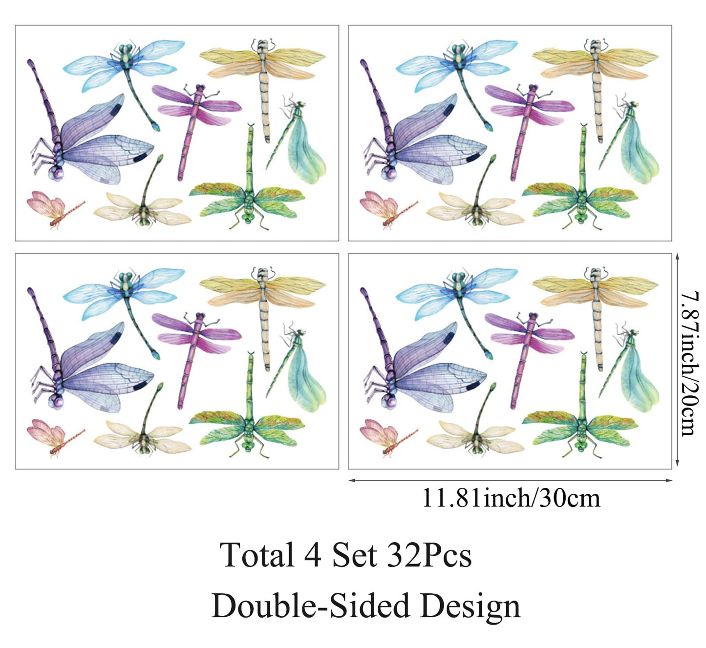 32 Pieces Dragonfly Window Clings Anti-Collision Window Decals Glass Alert Static Decals Prevent Birds Window Strikes for Glass Living Room Door Decoration