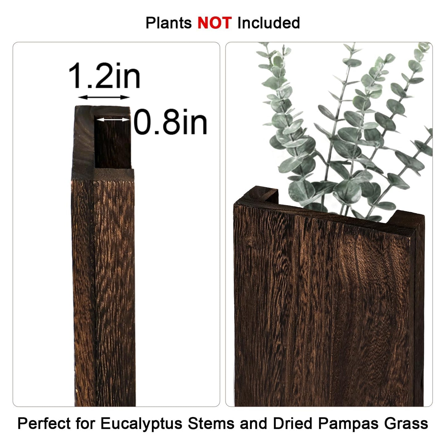 Treory Wood Wall Planter Set of 2, Wooden Wall-Mounted Vase with Shelf for Plants & Candles, Farmhouse Hanging Wall Decor for Living Room, Bedroom, Bathroom, Entryway, Narrow Spaces, 13.8" x 5"