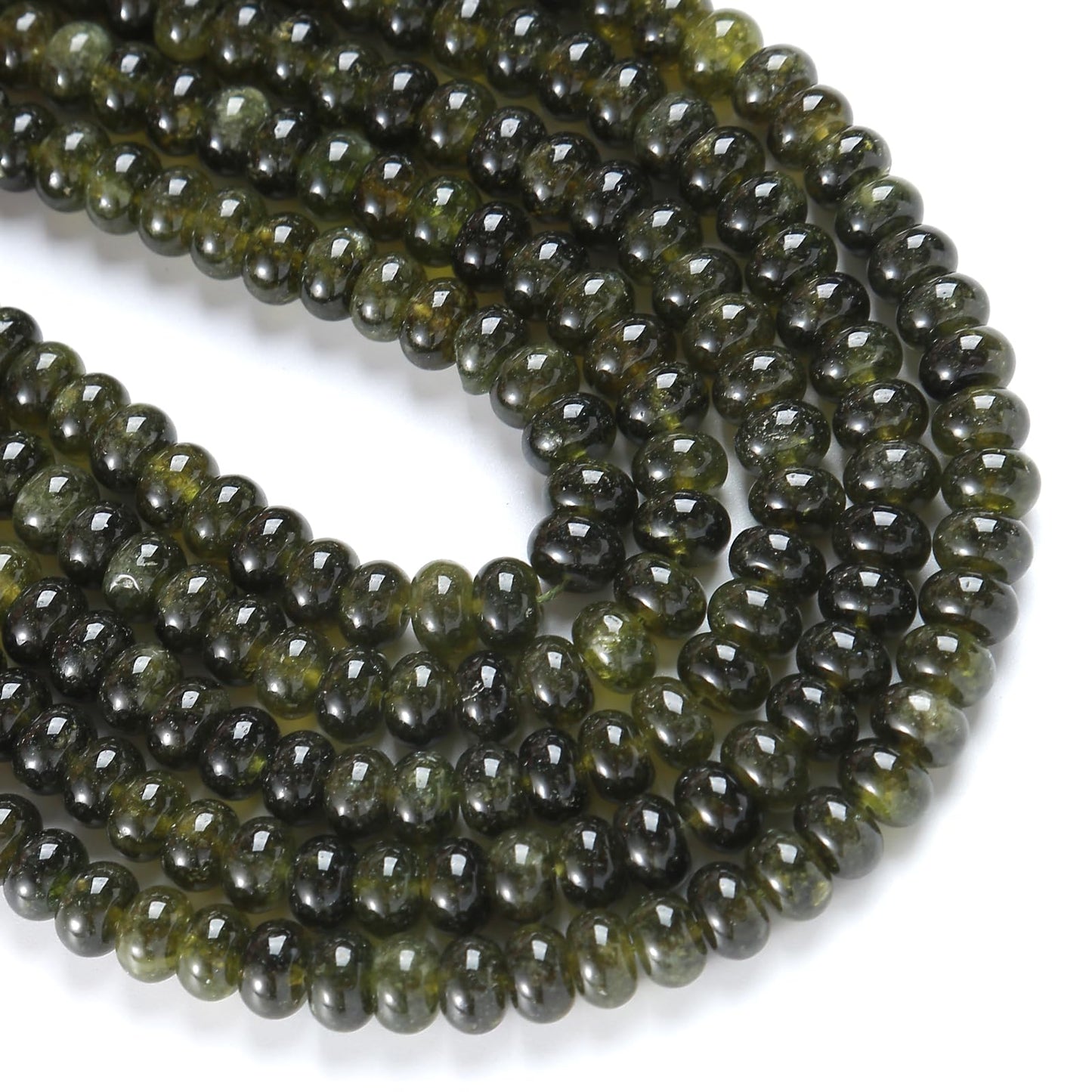 5x8mm 76pcs Natural Stone Green Garnet Jade Rondelle Spacer Loose Beads Abacus Disk Stone Round Loose Gemstone Beads for Jewelry Making DIY Bracelet Necklace