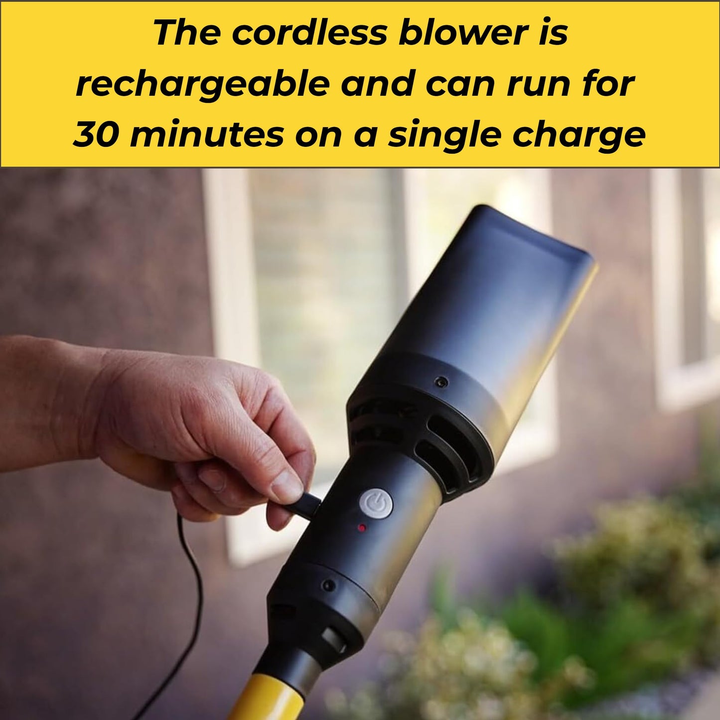Aerobroom Outdoor Broom and Cordless Leaf Blower Combo, Mini Leaf Blower with Collapsible Broom Handle, Air Stick Blower/Broom Tool for Patios, Decks, Driveways, RVs, Camping and Shops