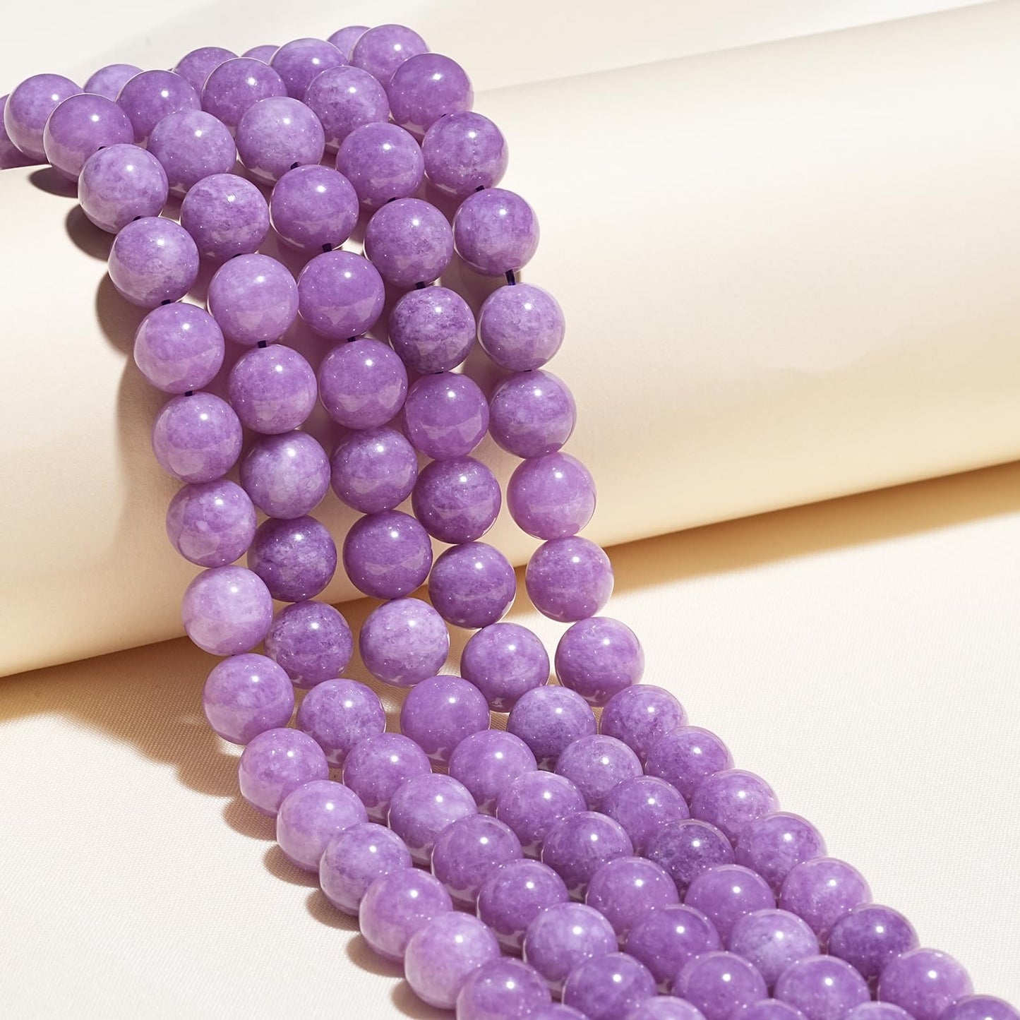 8mm Natural Lavender Purple Chalcedony Gemstone Beads Polished Round Smooth Stone Beads for Bracelets Jewelry Making 15inch Loose Beads