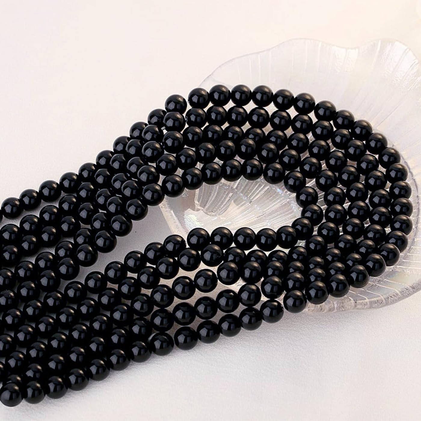QINJIEJIE 100PCS Black Obsidian Beads 8mm Black Beads Natural Stones Bead Round Loose Gemstones Crystals Bead for DIY Bracelet Beading Jewelry Making Necklace Earrings 0.32" Crystal Stone