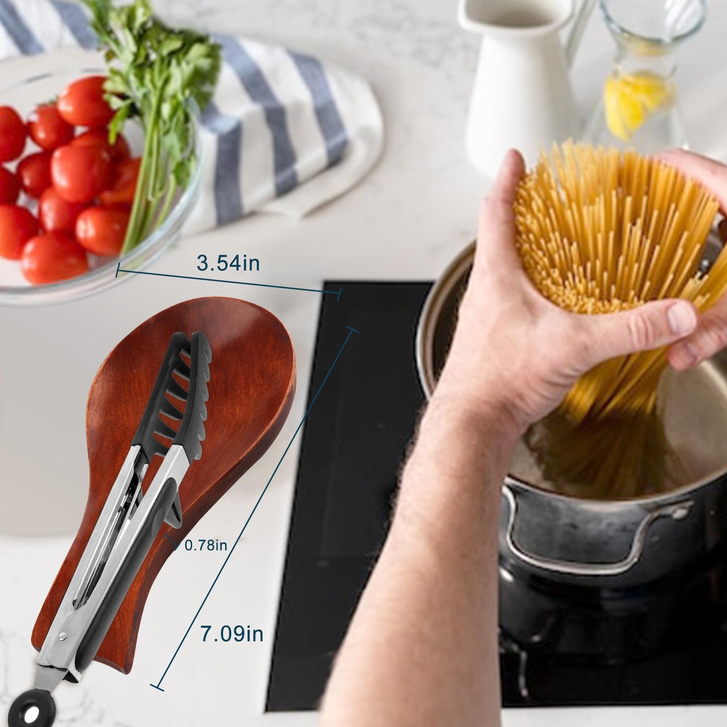 Wooden Spoon Rest for Stove Top - Spoon Holder for Kitchen Counter, Spatula, Cooking Tong, Modern, Smooth, 7.09 * 3.54in (Wood)
