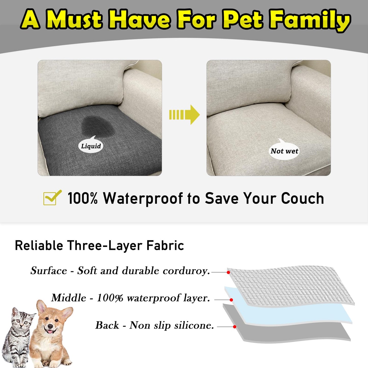 Couch Arm Covers, Waterproof Armrest Cover for Sofa, Armchair, Loveseat, Non-Slip Recliner Arm Cover, Sofa Arm Covers, Headrest Covers, Arm Chair Covers Set of 2 (Dark Gray, 24"×20")