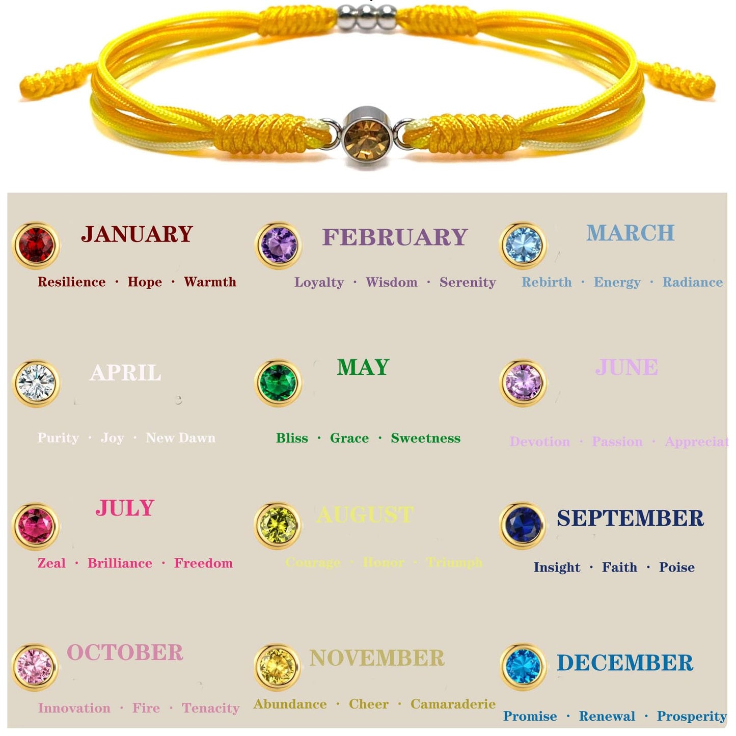 Crgwxzl November Birthstone Bracelets for Women Men,Healing Crystal Protection Stone Citrine Beads Bracelet,String Wrap Zodiac Month Bracelets Birthday Jewelry Gifts