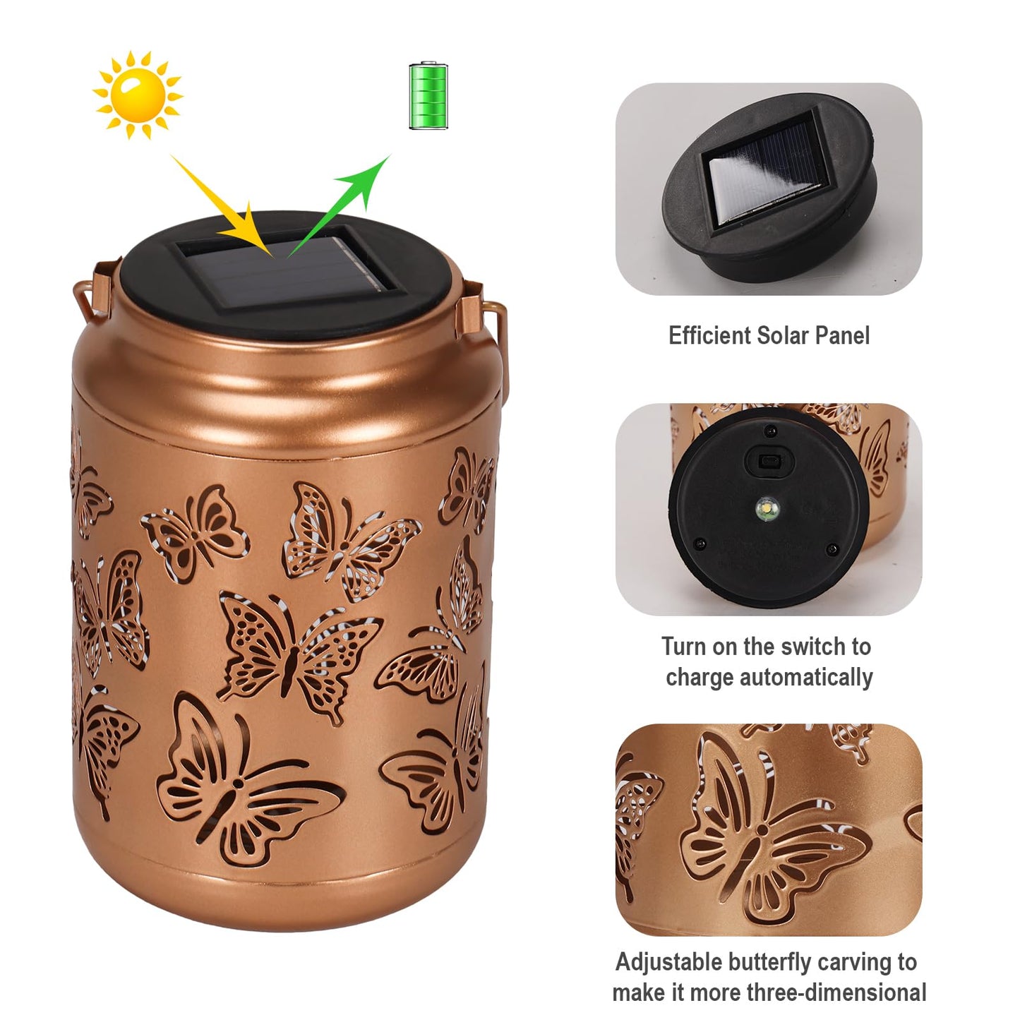 Edenseelake Butterfly Solar Lanterns Outdoor Waterproof, Mothers Day Garden Decor Gifts for Mom, Women, Grandma, Outdoor Hanging Lantern for Patio, Porch, Yard, Pathway