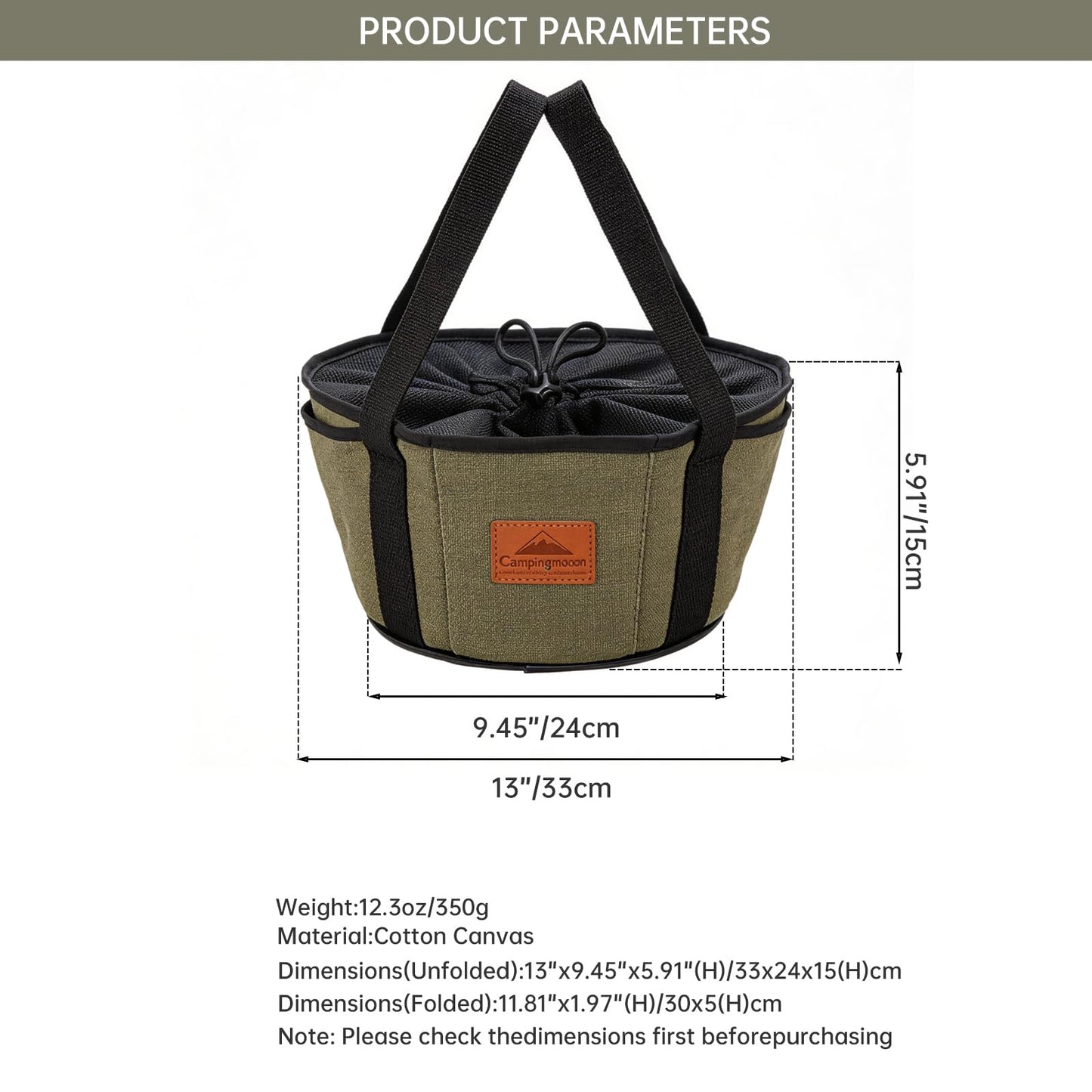 Campingmoon 10 In Dutch Oven Bag, Heavy Duty Canvas Camping Storage Bag with Drawstring, Portable Cookware Organizer for Cast Iron Pot, Anti-Scratch Protection for Camping Picnic